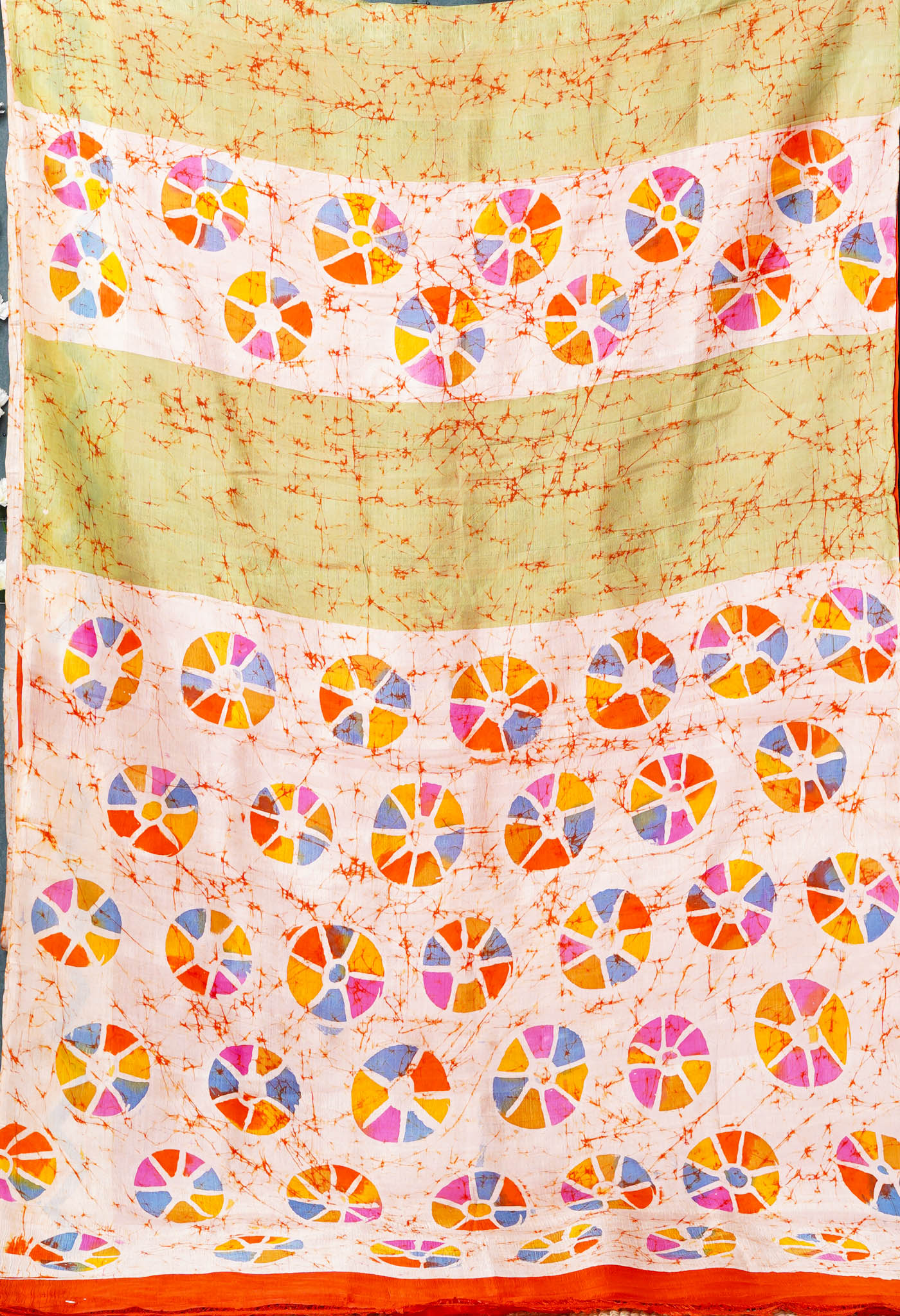 Multi Pure Handloom Wax Batik Printed Murshidabad Silk Saree-UNM76353