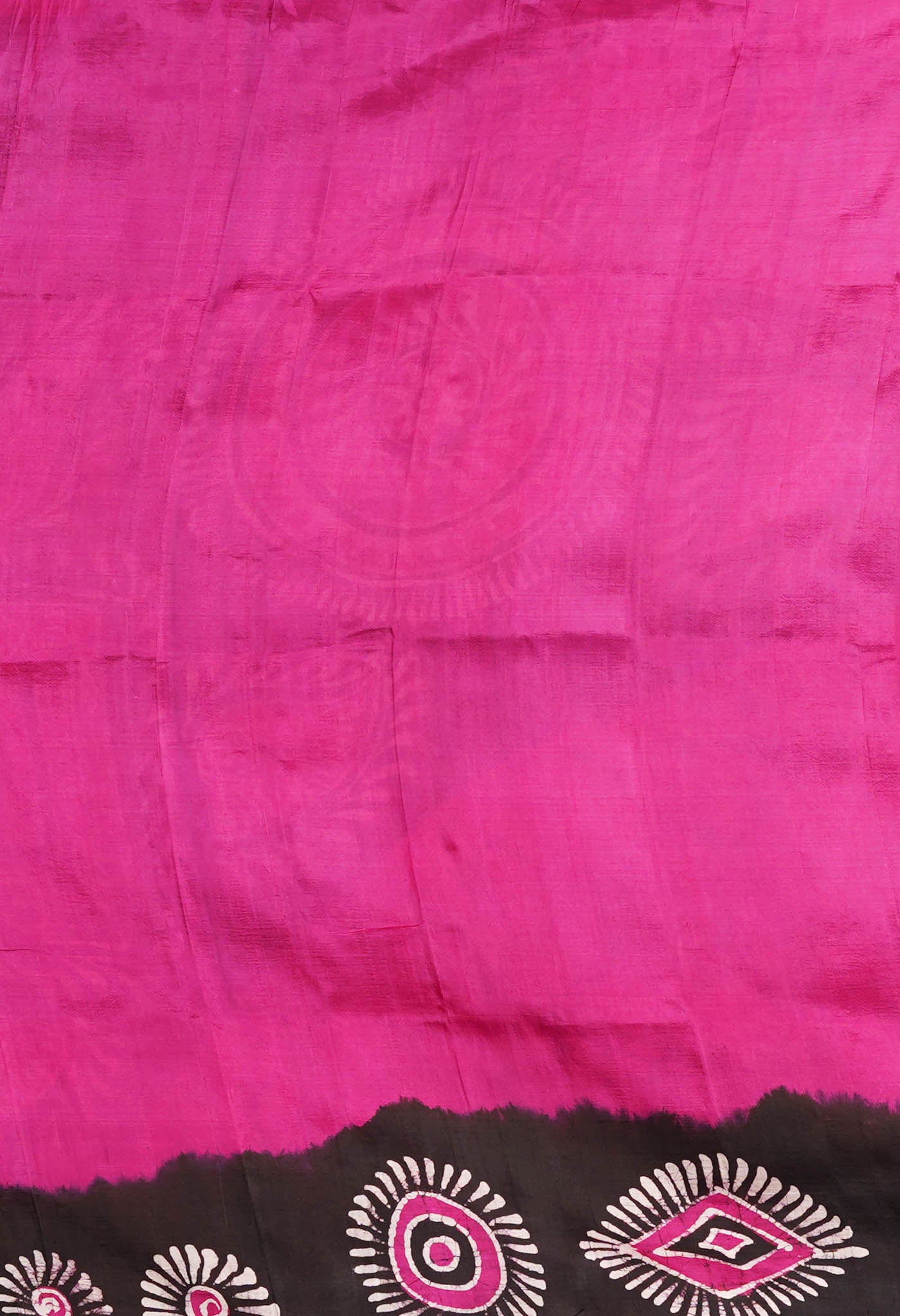 Pink Pure Handloom Wax Batik Printed Murshidabad Silk Saree