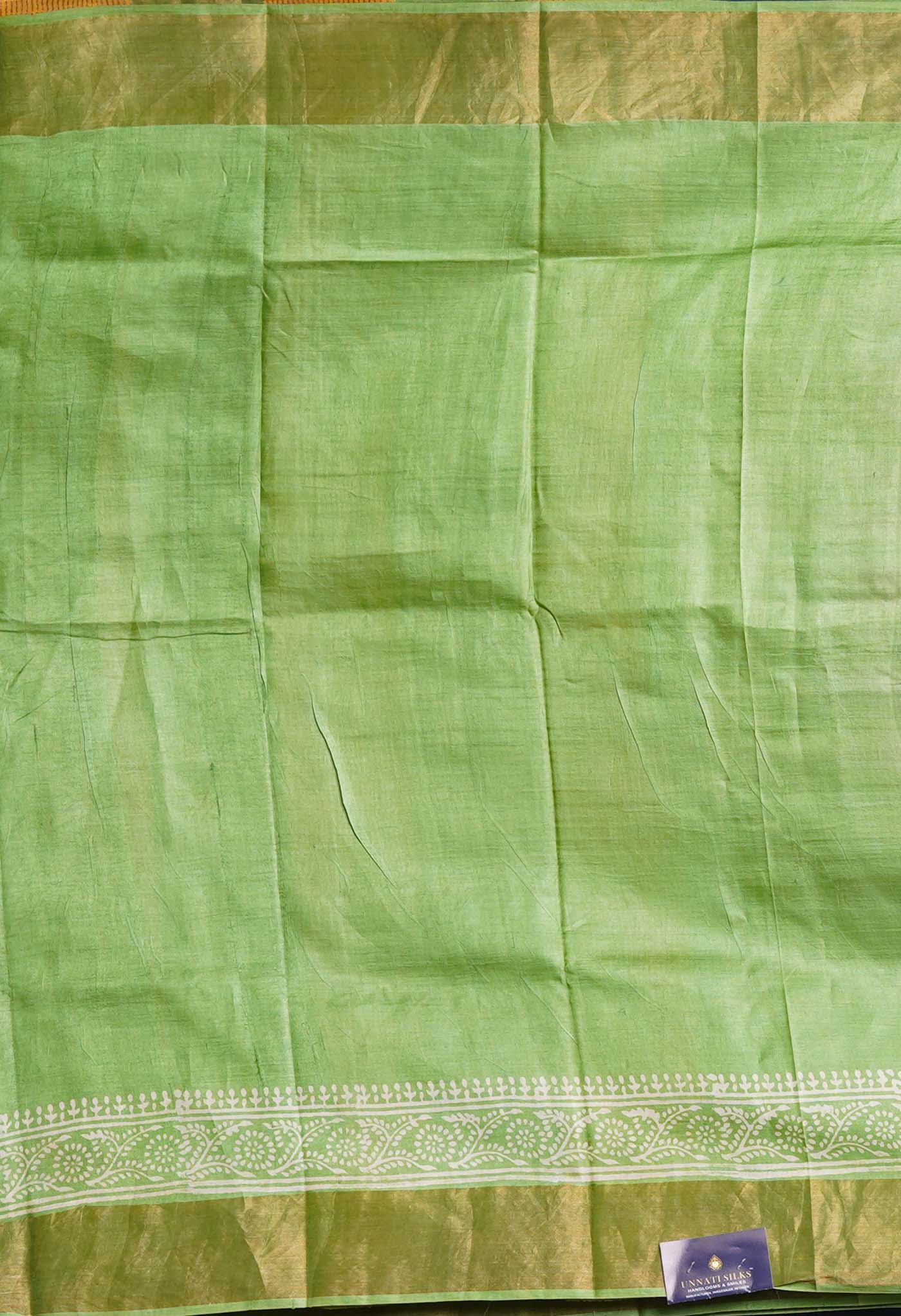 Purple Pure Handloom Block Printed Bengal Tussar Silk Saree
