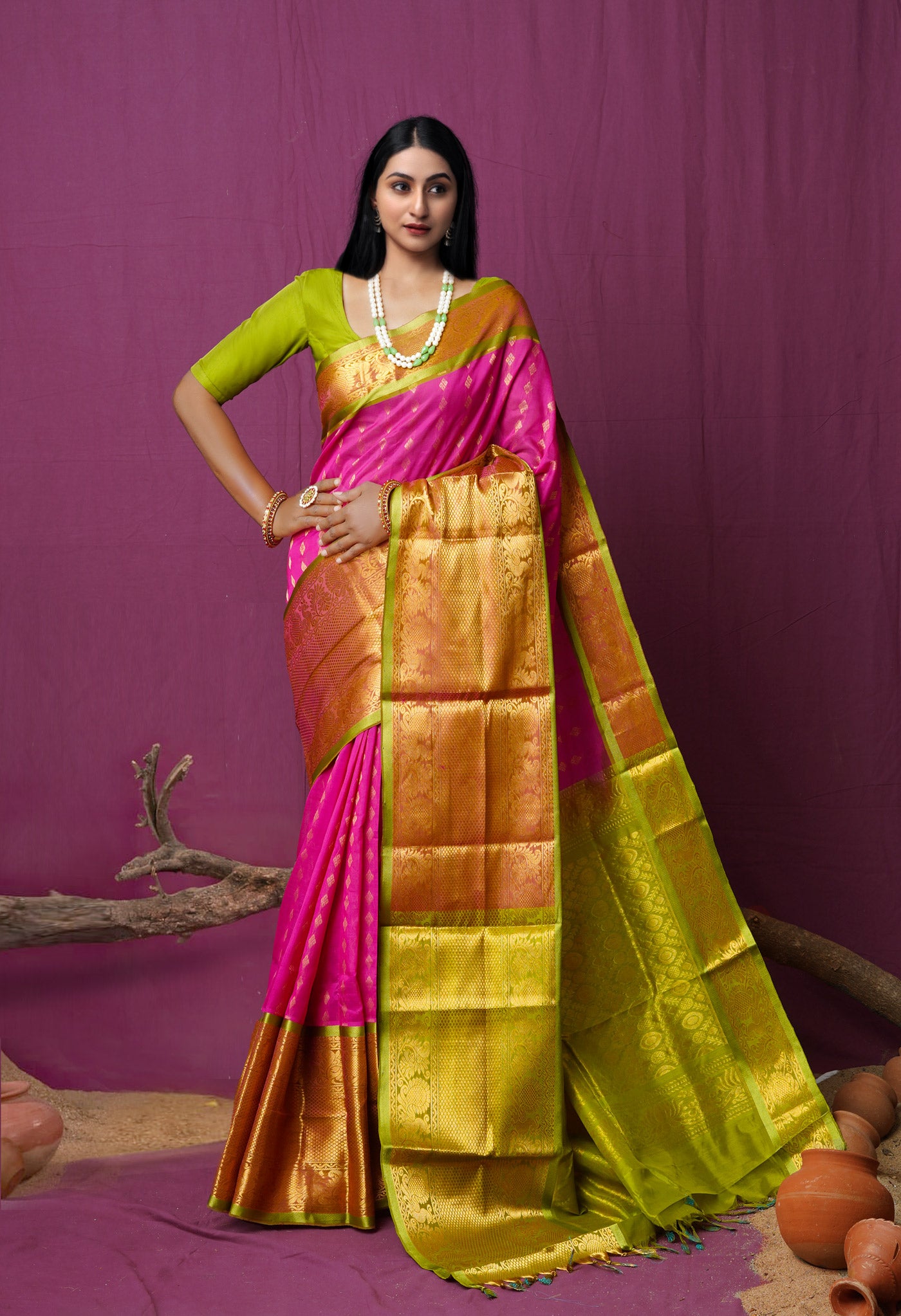 Pink Pure Handloom Assam Sico Saree