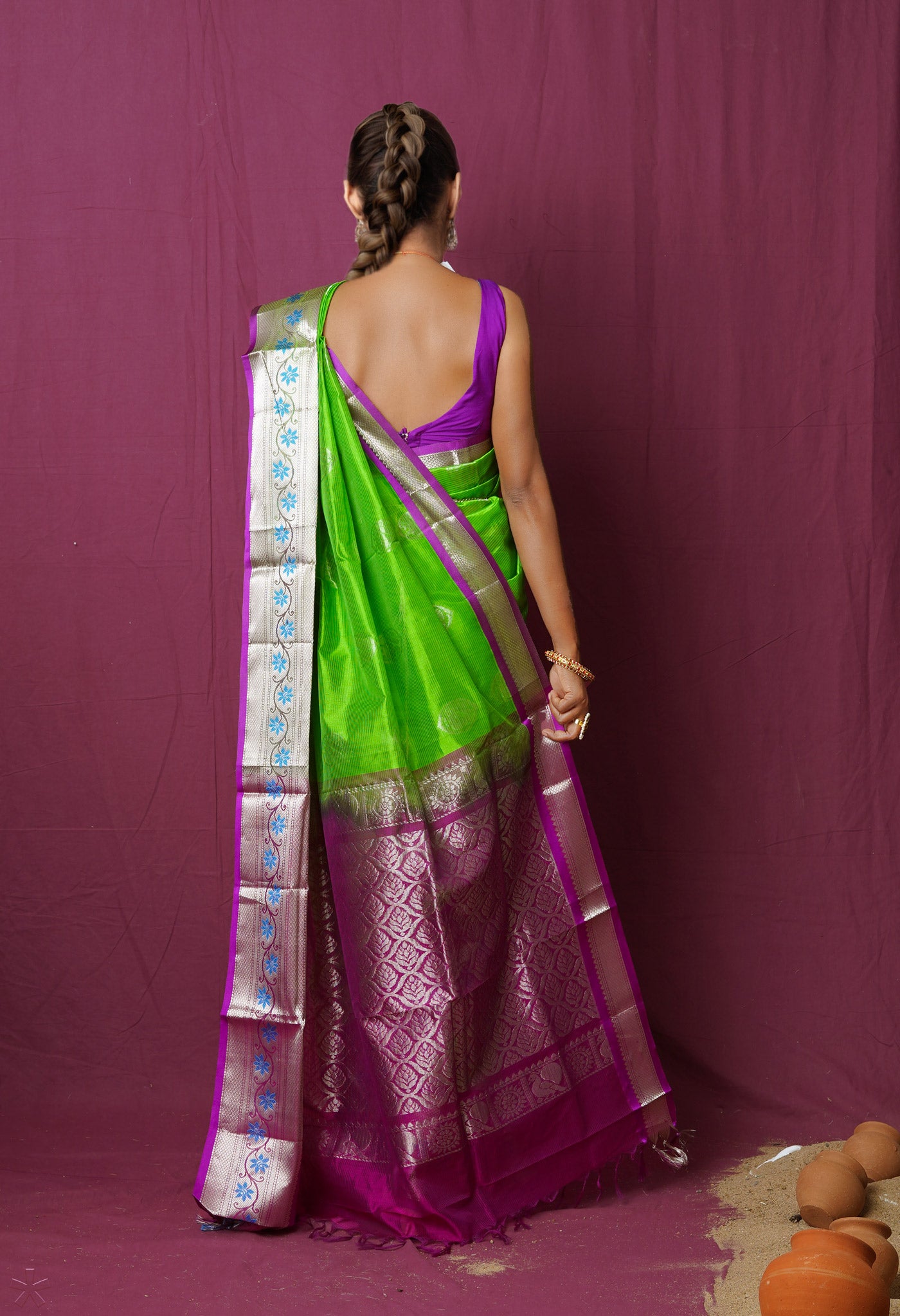 Green Pure Handloom Assam Sico Saree
