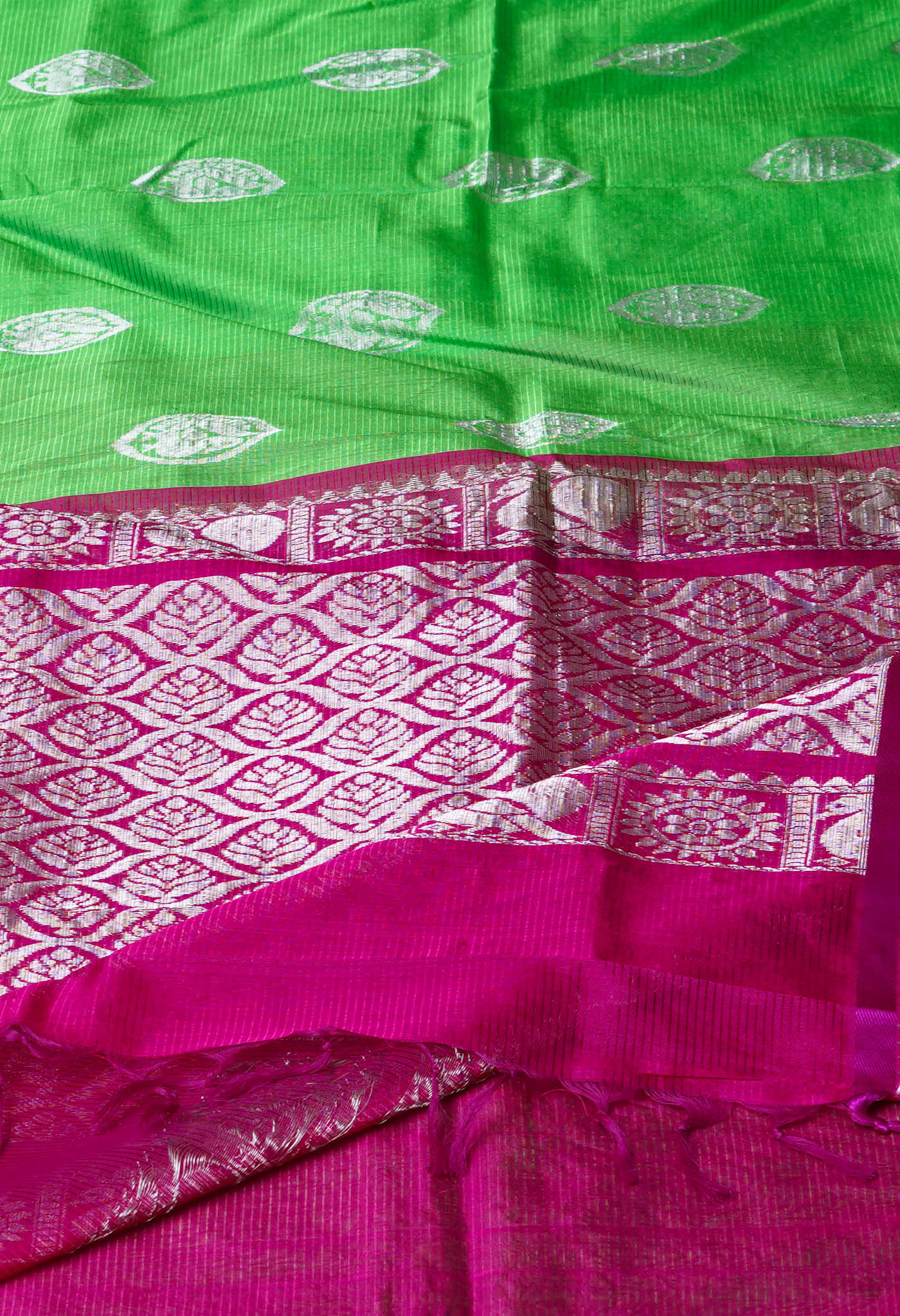 Green Pure Handloom Assam Sico Saree