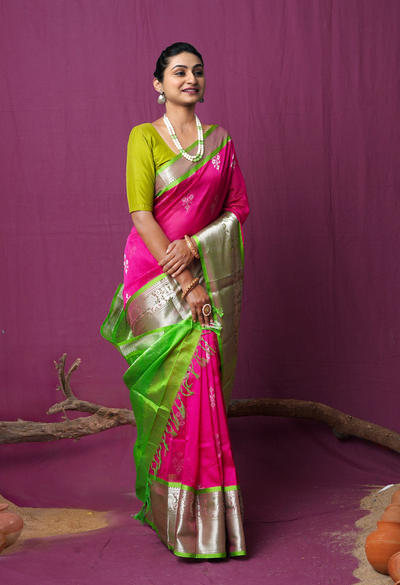 Pink Pure Handloom Assam Sico Saree