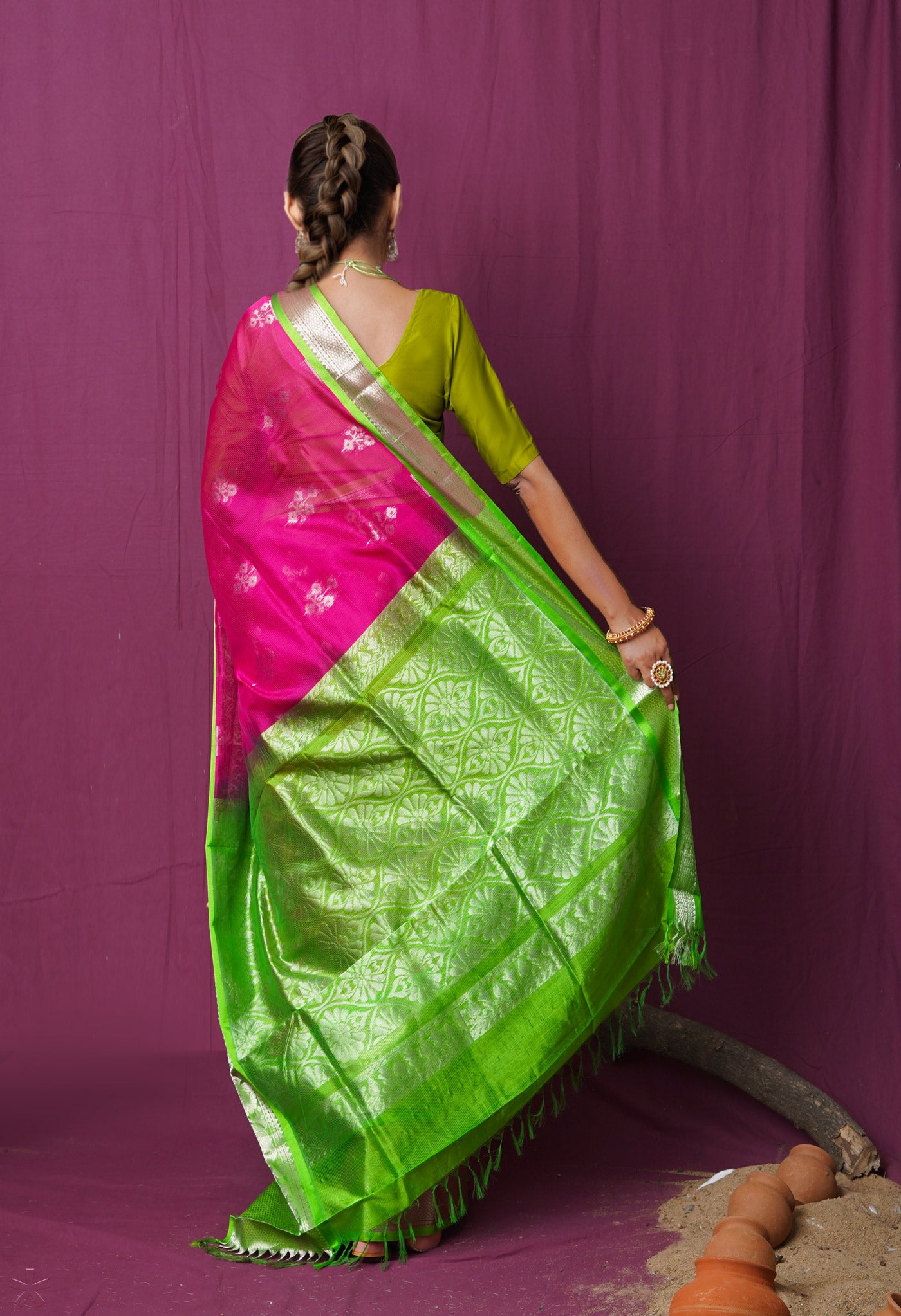 Pink Pure Handloom Assam Sico Saree