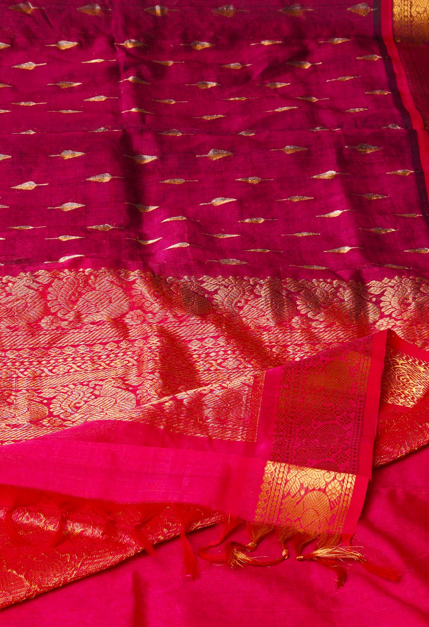 Dark Purple Pure Handloom Assam Sico Saree