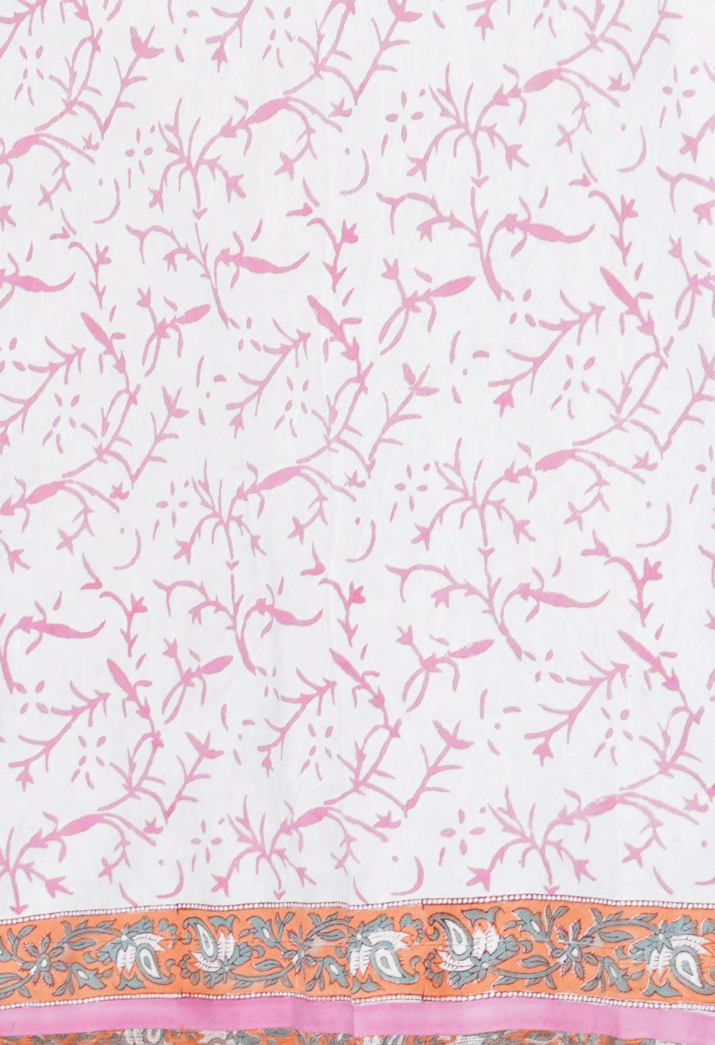 Pink Pure Hand Block Printed Kota Saree