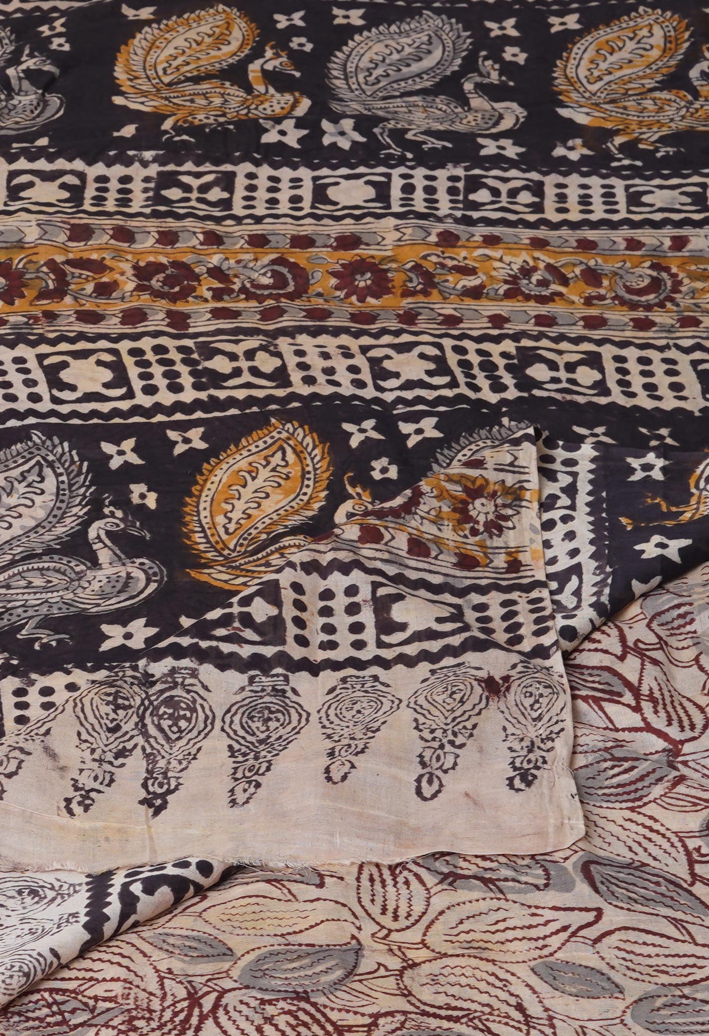 Multi Pure Kalamkari Printed Soft Cotton Saree-UNM76442