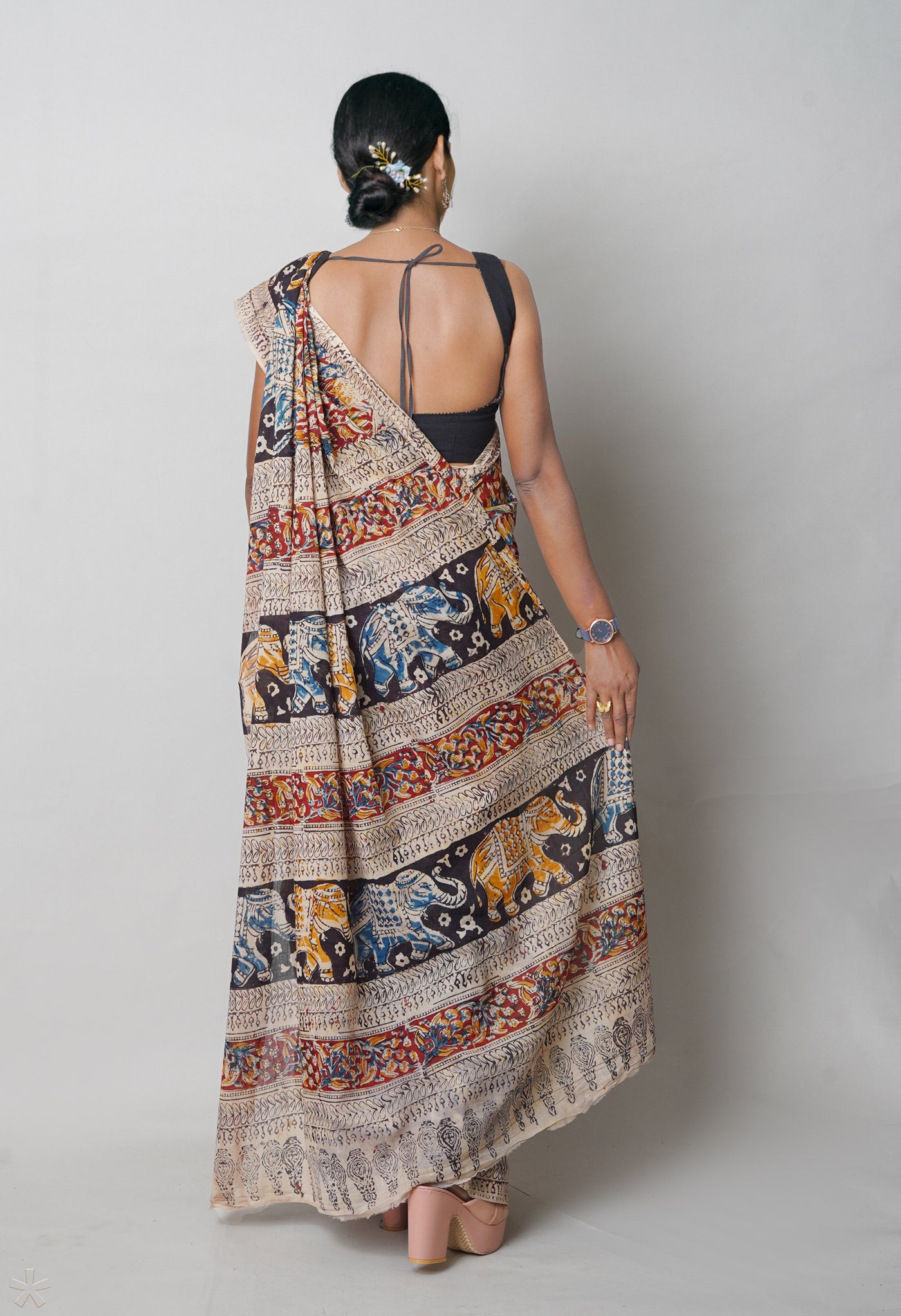 Multi Pure Kalamkari Printed Soft Cotton Saree