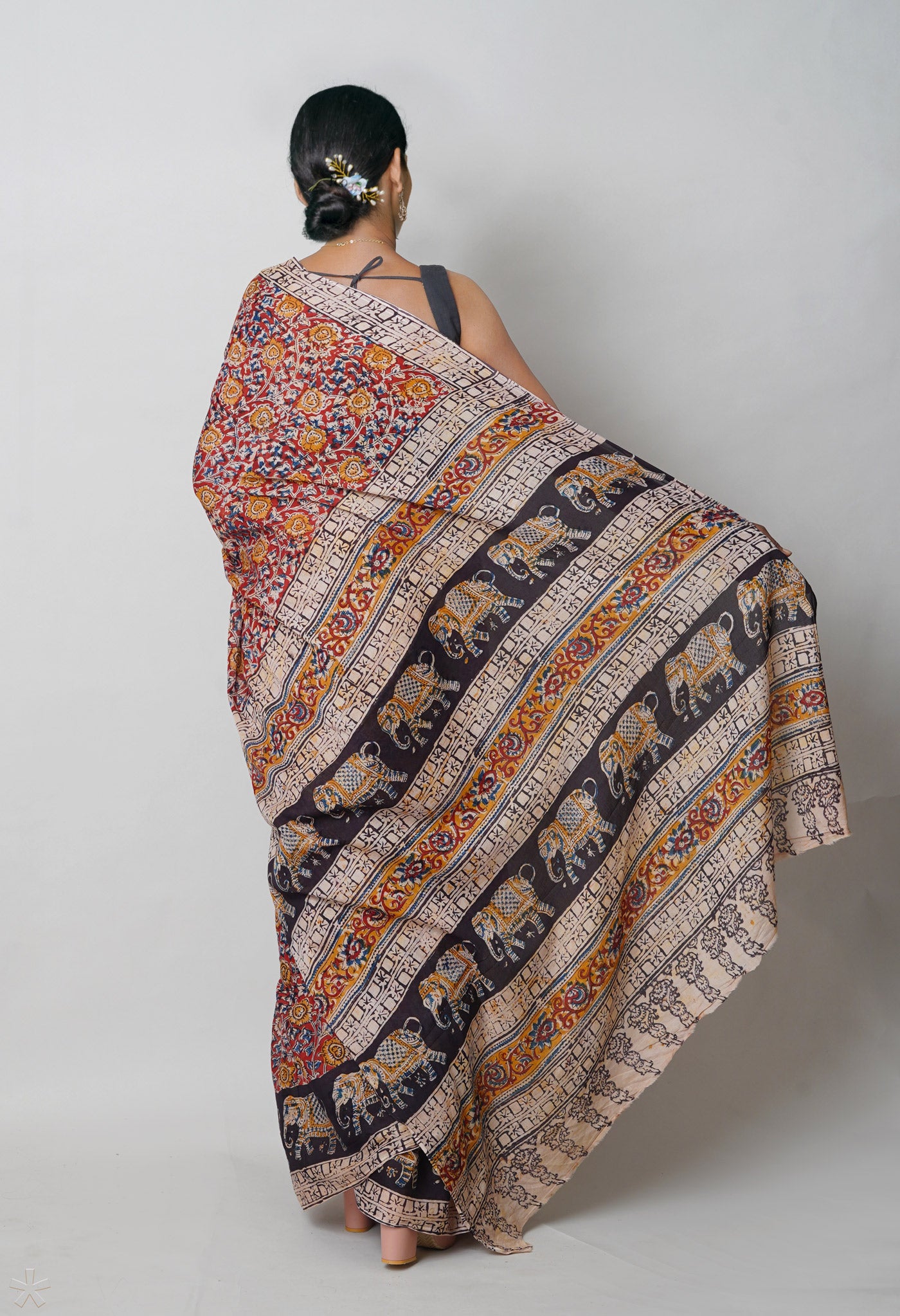 Multi Pure Kalamkari Printed Soft Cotton Saree