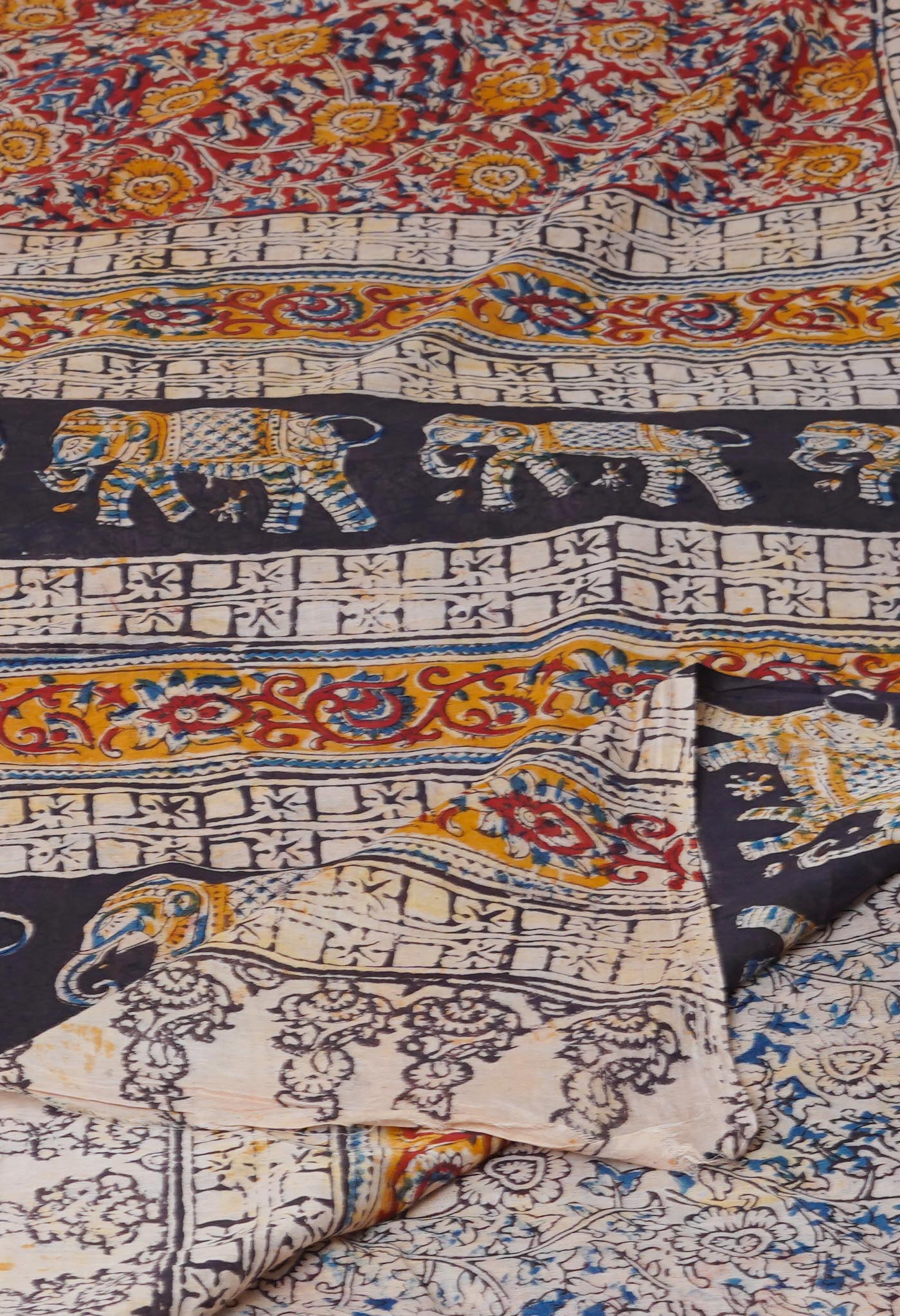 Multi Pure Kalamkari Printed Soft Cotton Saree