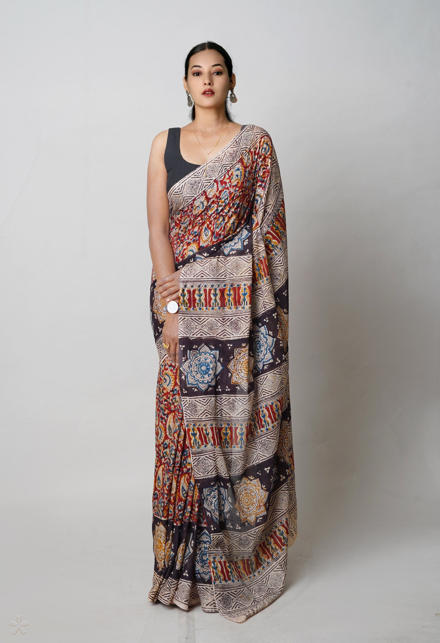 Multi Pure Kalamkari Printed Soft Cotton Saree