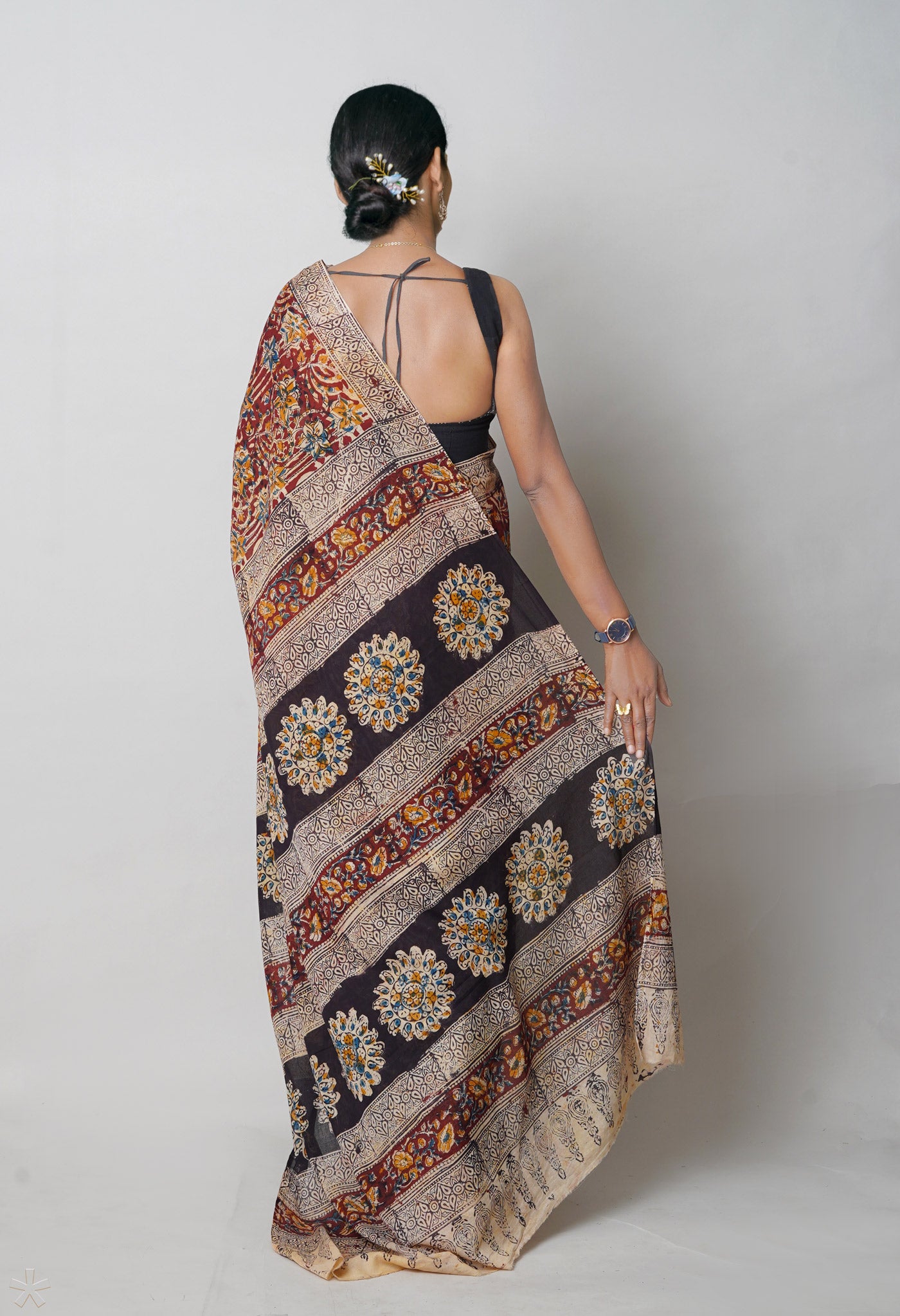 Multi Pure  Kalamkari Printed Soft Cotton Saree