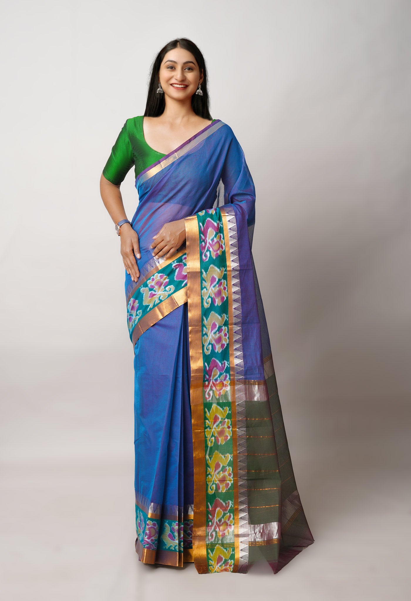 Blue Pure Handloom Assam Sico Saree