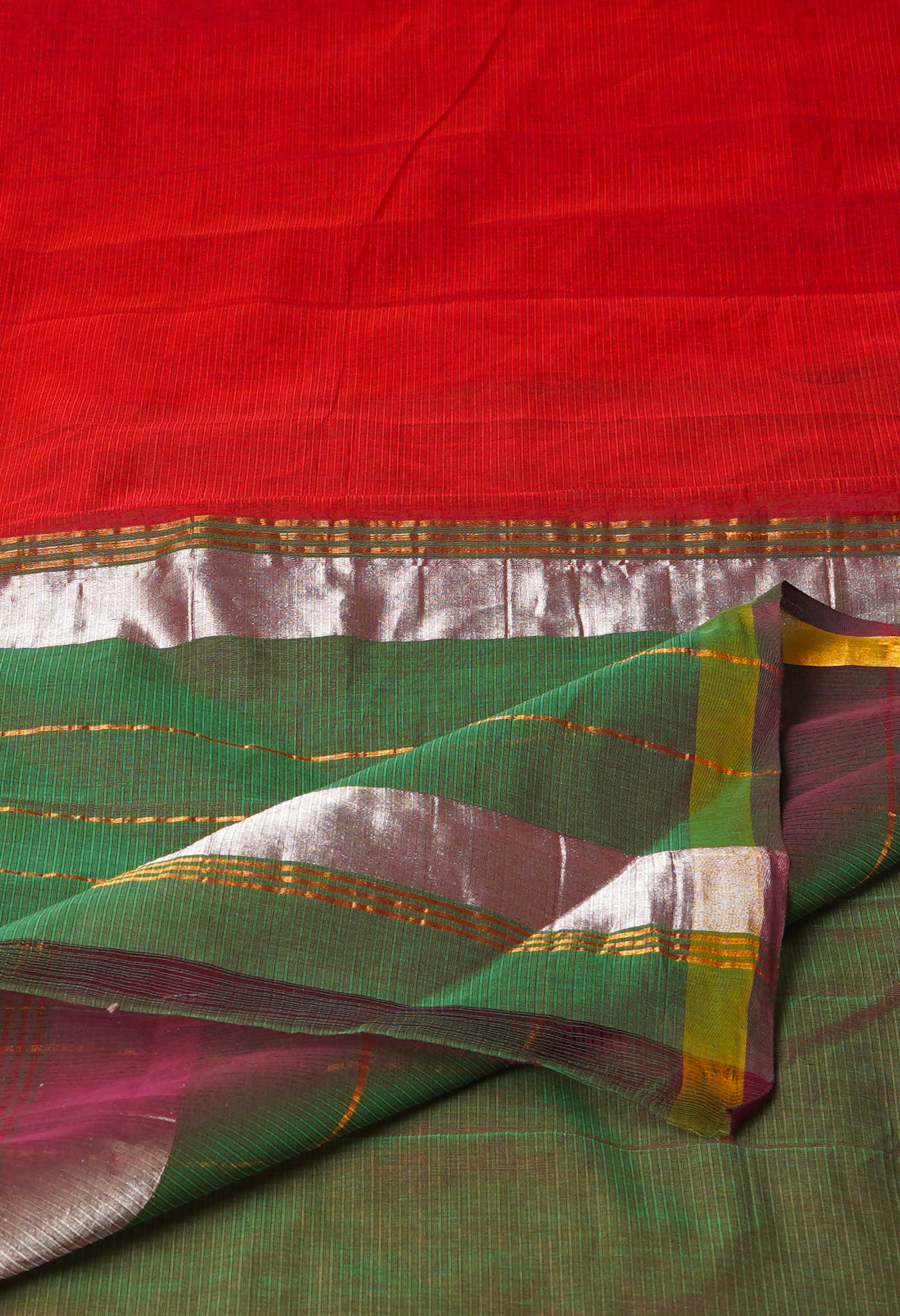 Red Pure Handloom Assam Sico Saree