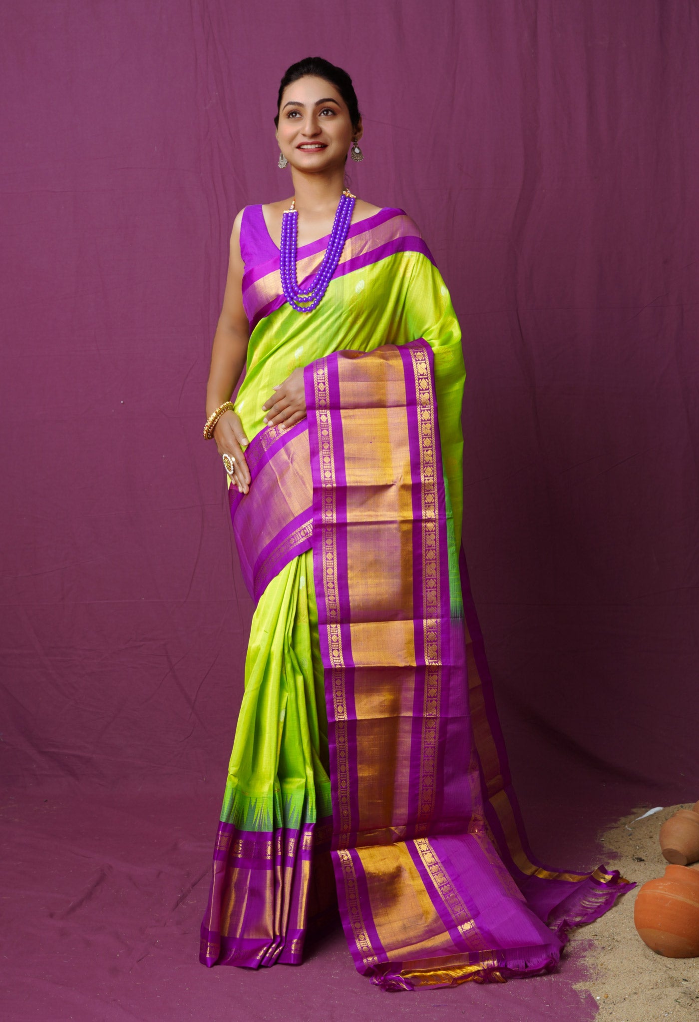 Green Pure Handloom Assam Sico Saree