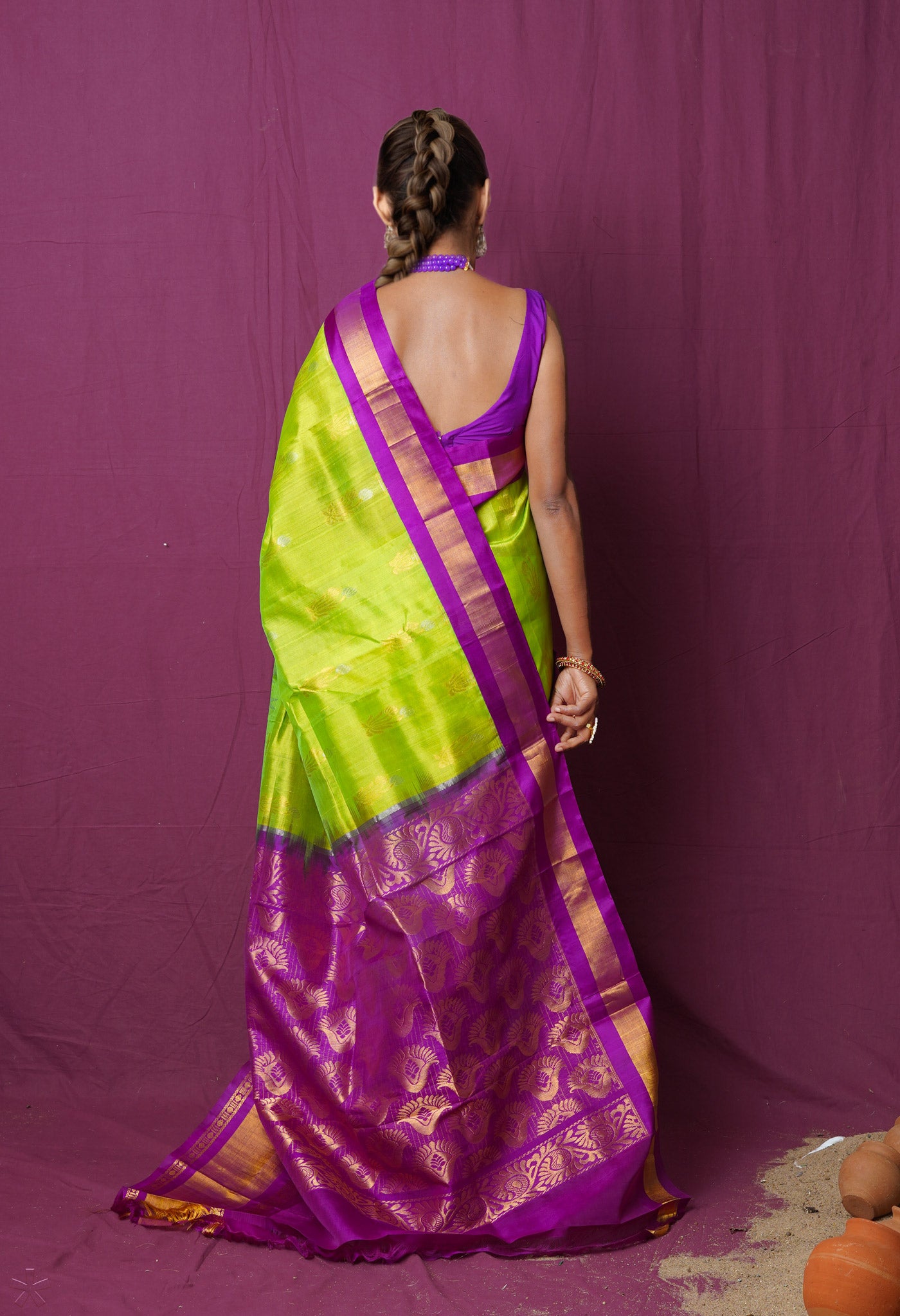 Green Pure Handloom Assam Sico Saree