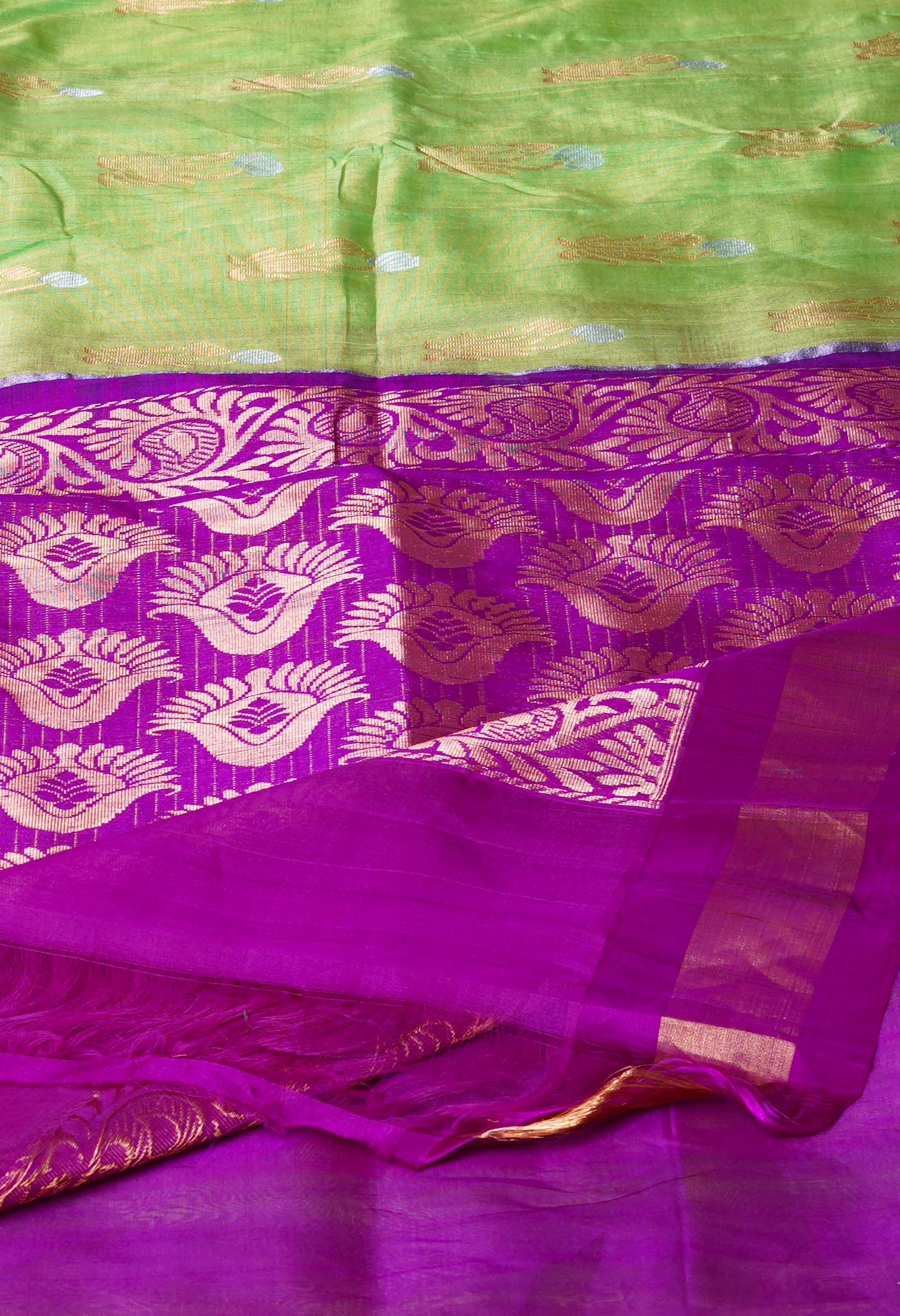 Green Pure Handloom Assam Sico Saree