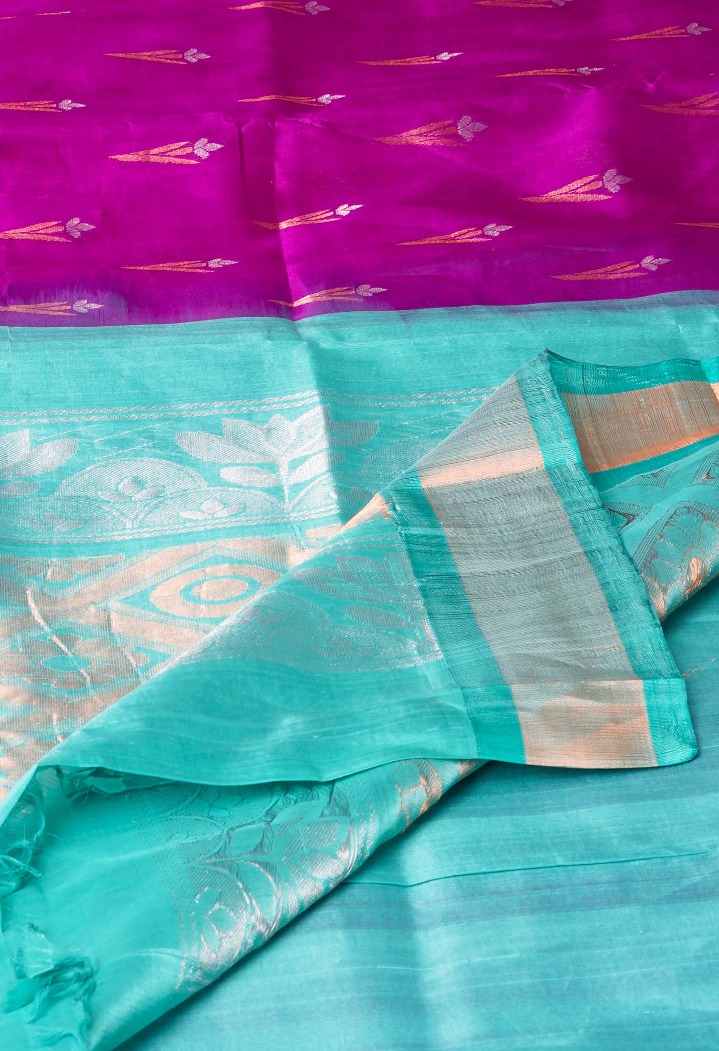 Purple Pure Handloom Assam Sico Saree