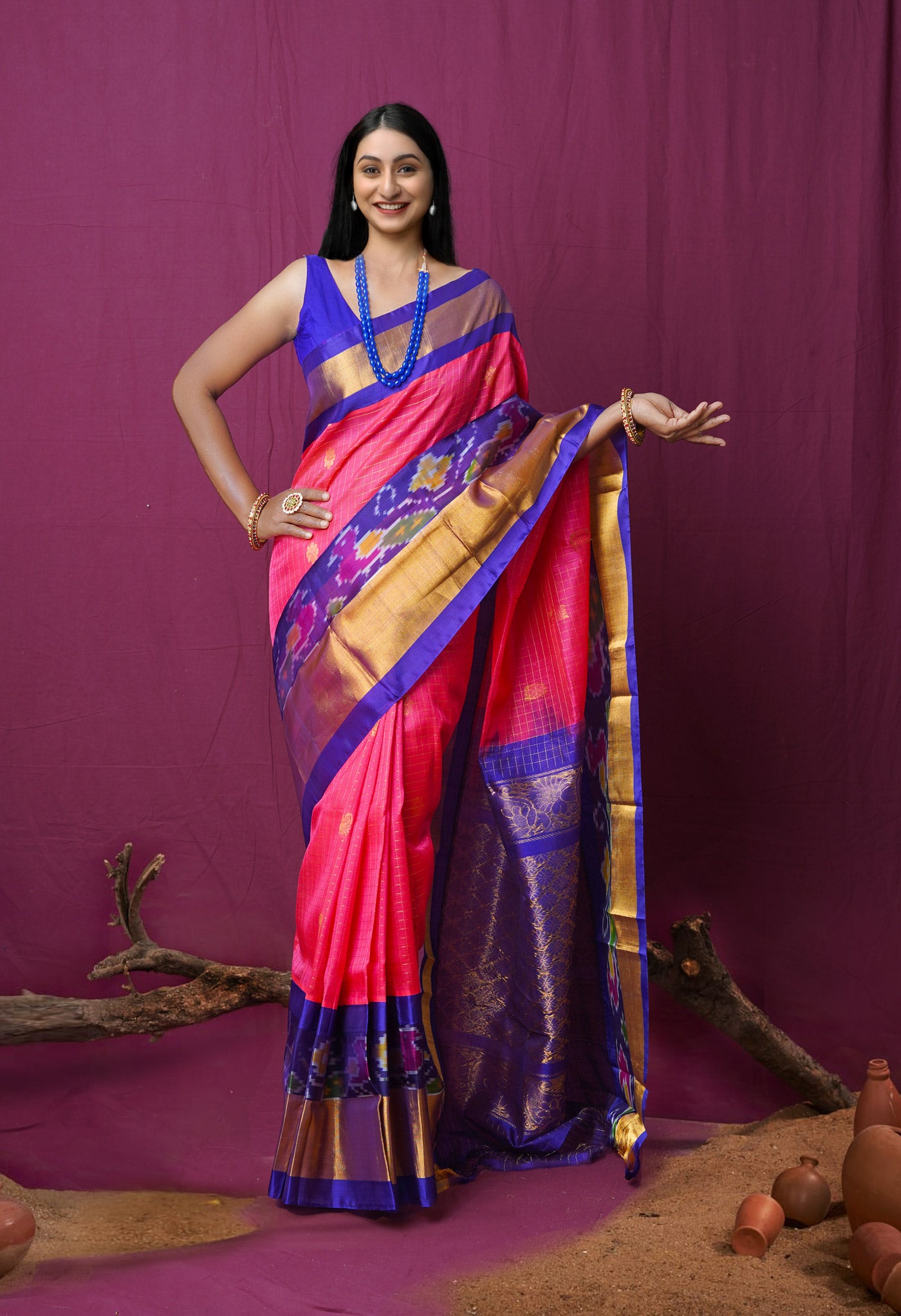 Pink Pure Handloom Assam Sico Saree