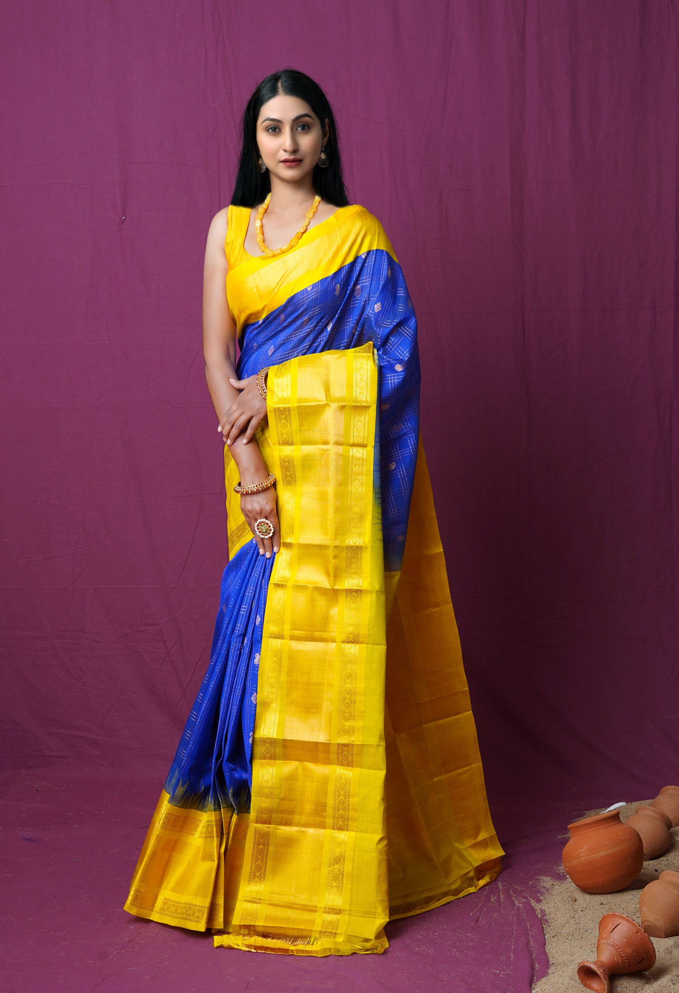 Blue Pure Handloom Assam Sico Saree