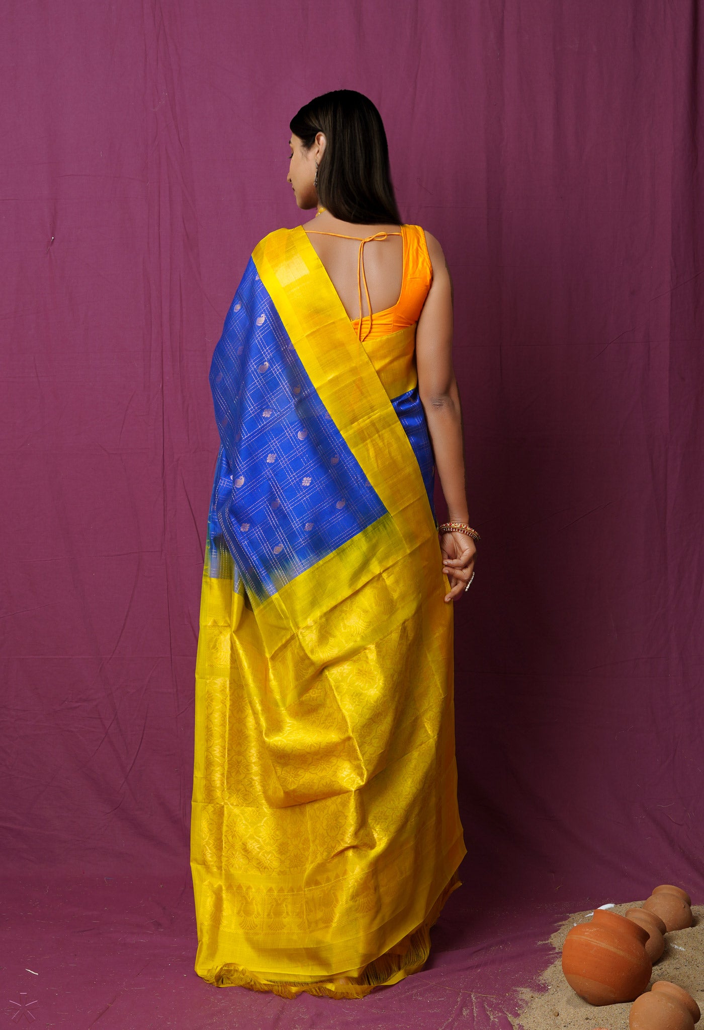 Blue Pure Handloom Assam Sico Saree