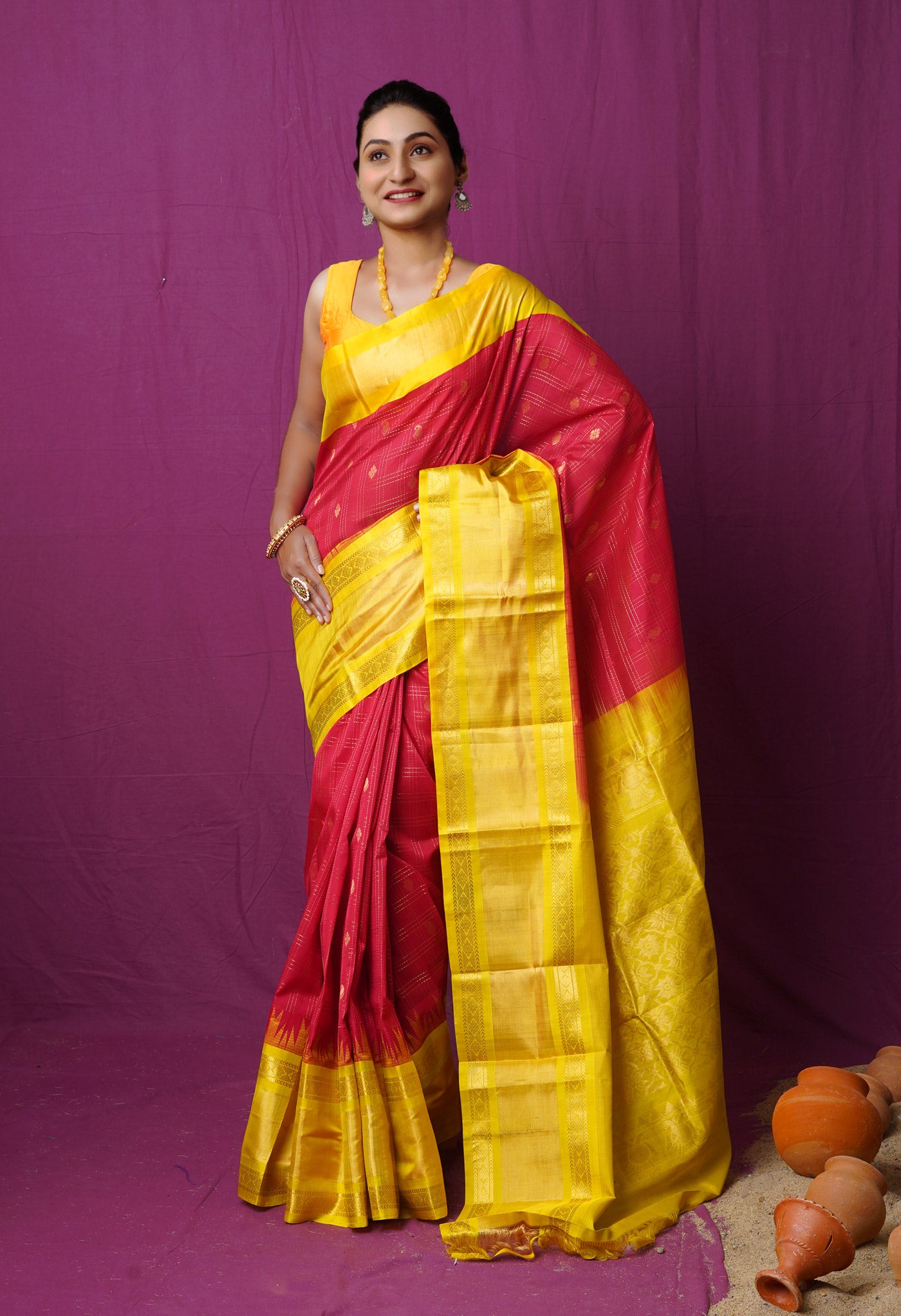 Red Pure Handloom Assam Sico Saree