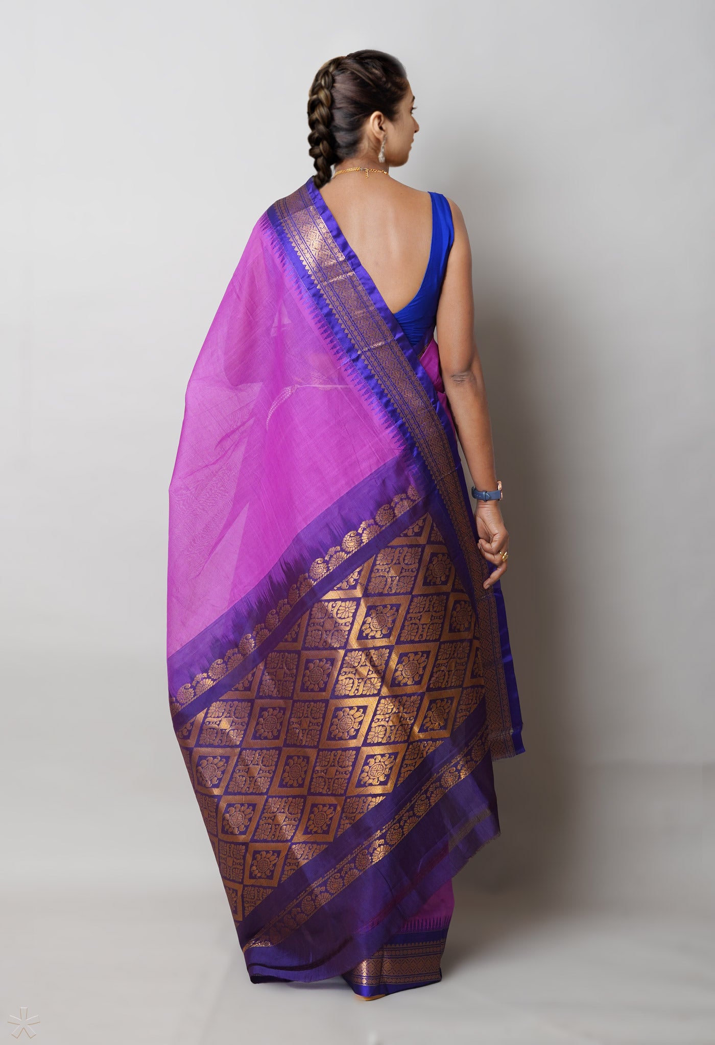 Pink Pure Handloom Gadwal Cotton Saree