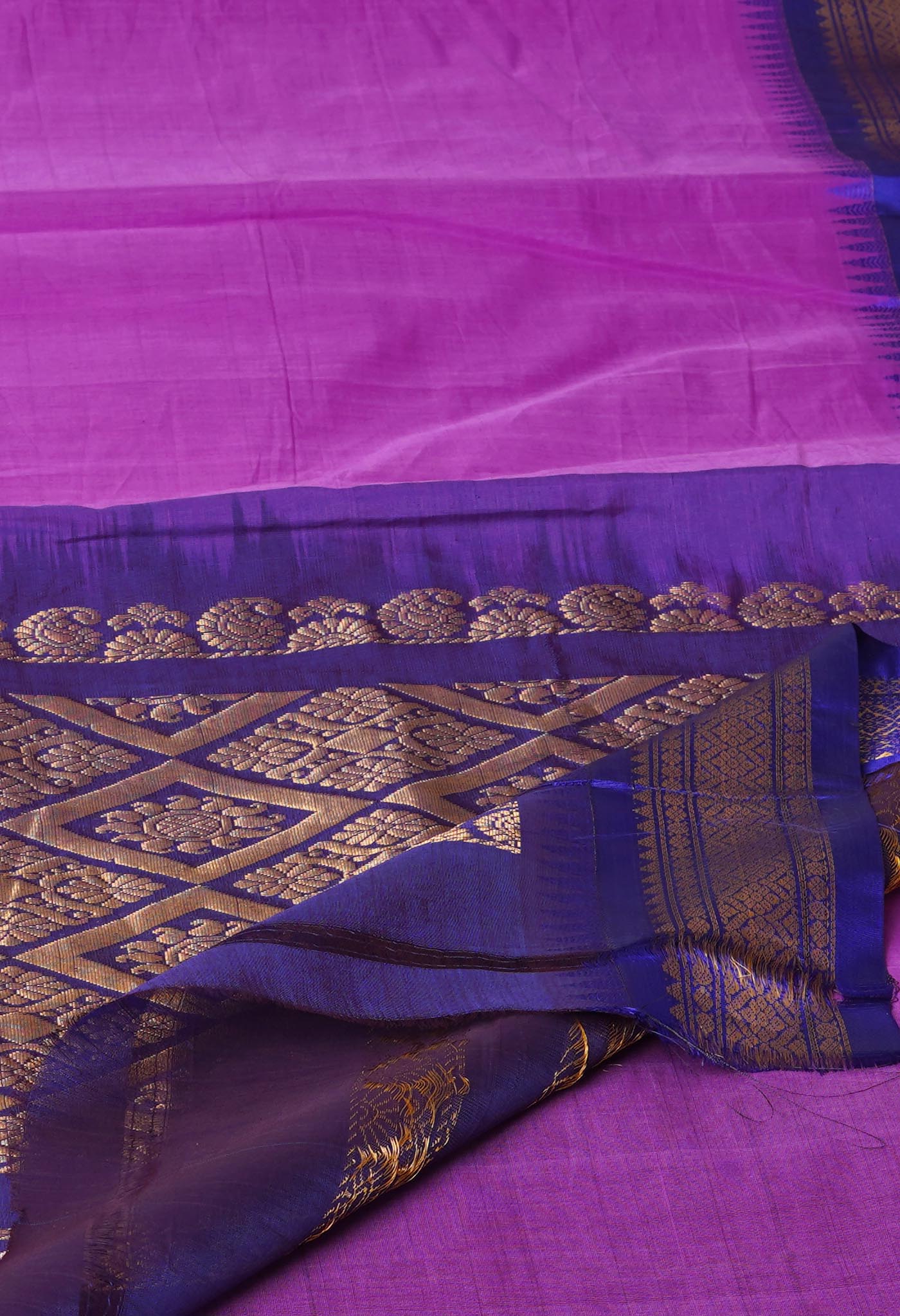 Pink Pure Handloom Gadwal Cotton Saree
