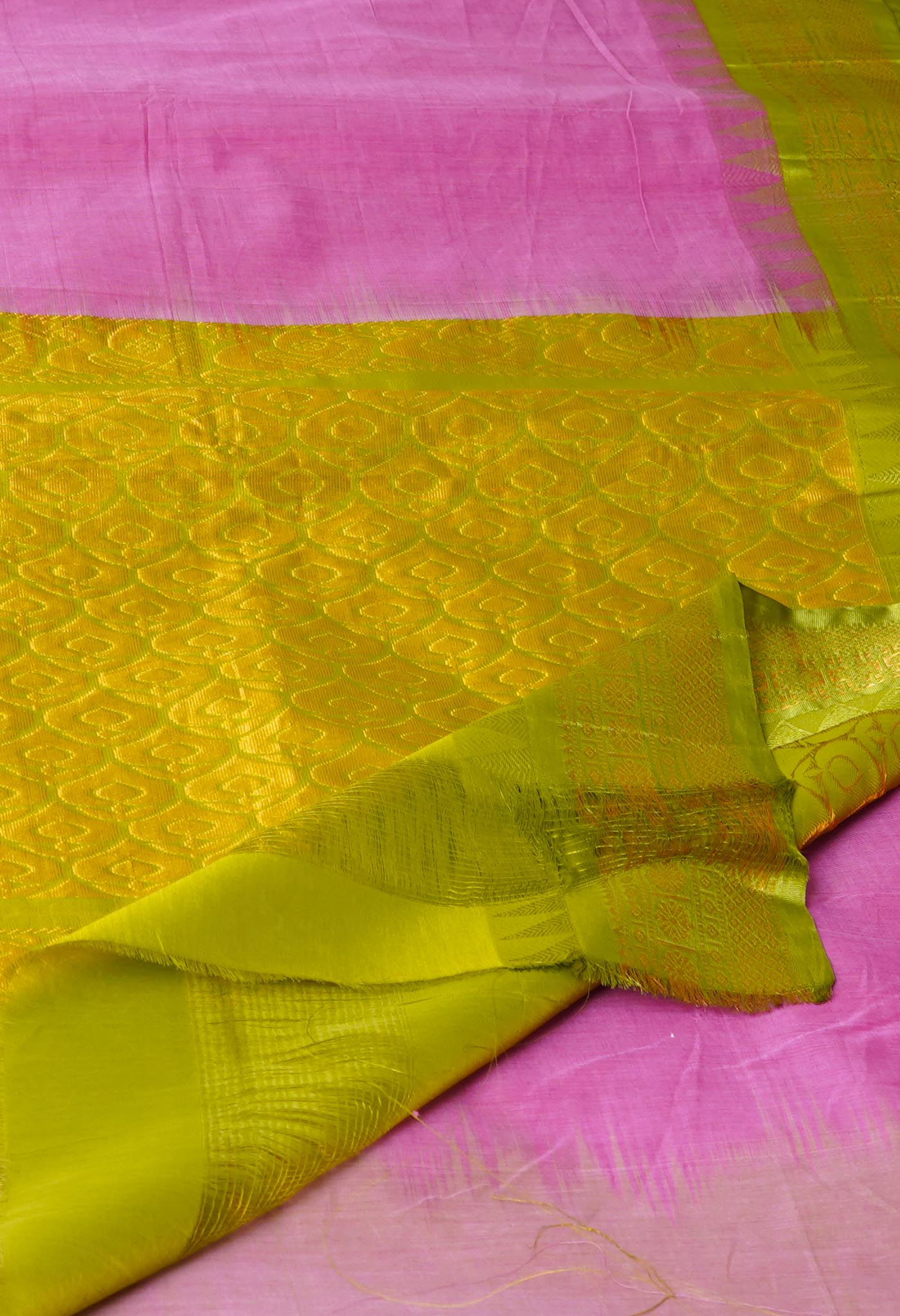 Pink Pure Handloom Gadwal Cotton Saree