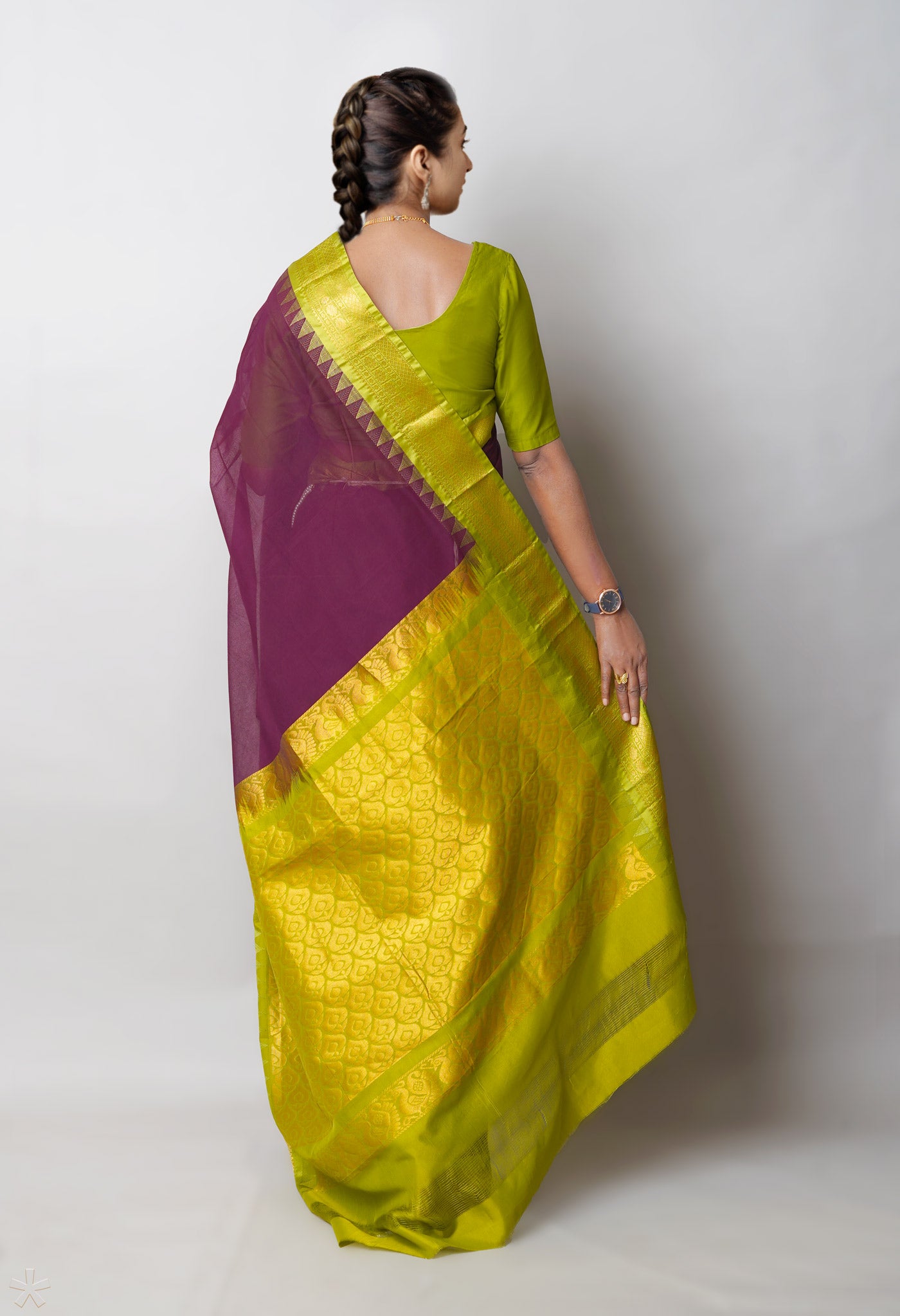 Dark Purple Pure Handloom Gadwal Cotton Saree