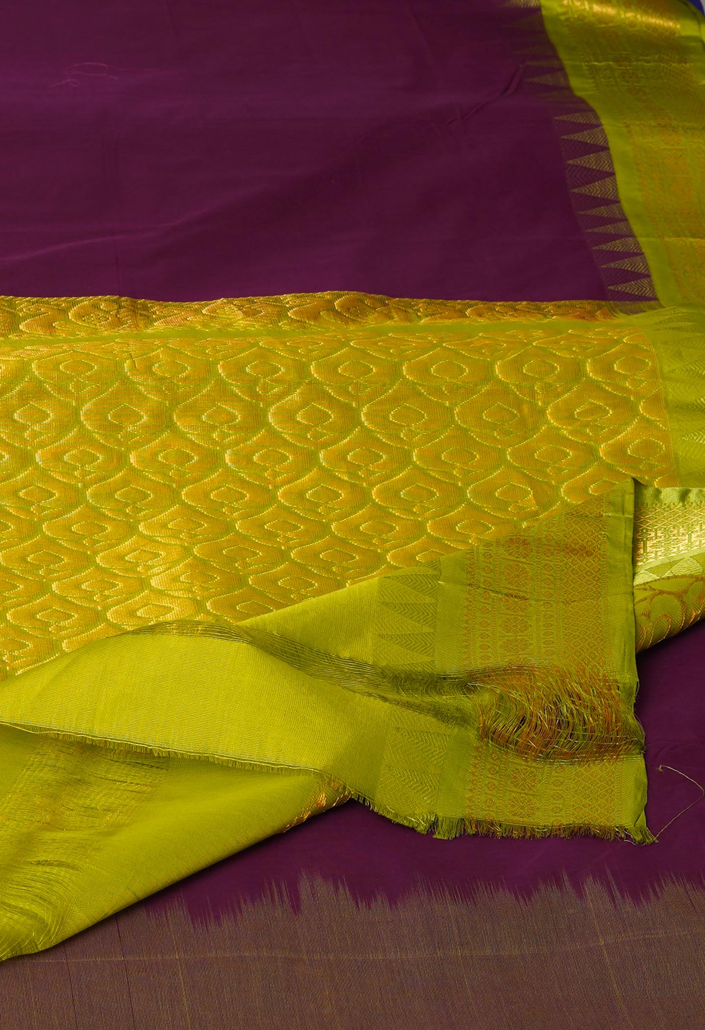 Dark Purple Pure Handloom Gadwal Cotton Saree