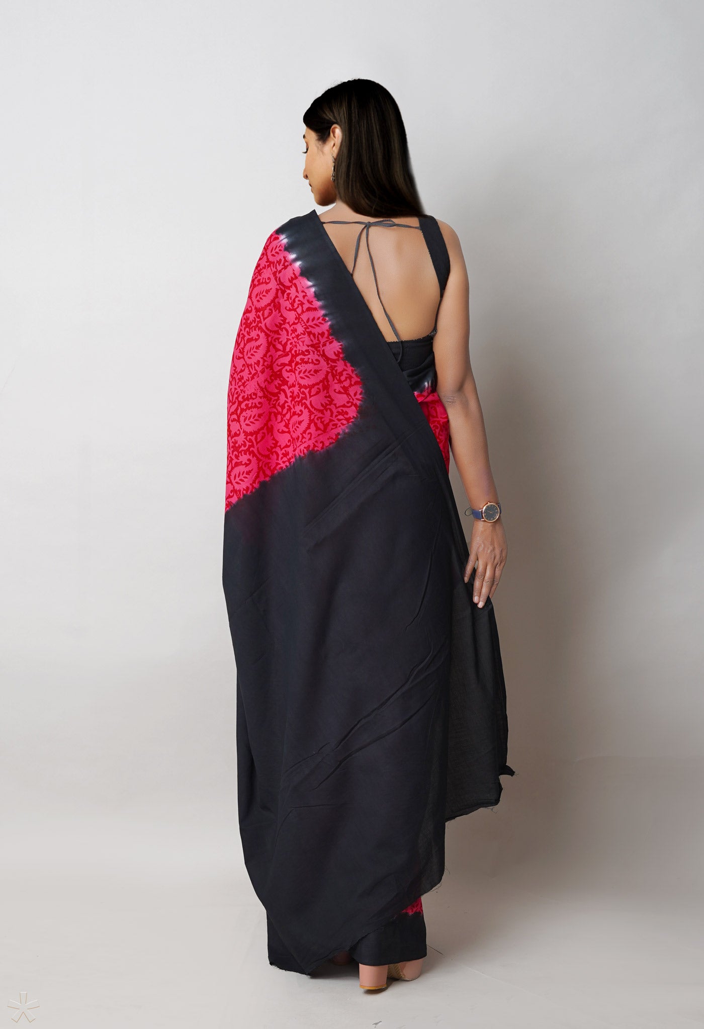Pink Pure Hand Block Printed Soft Cotton Saree