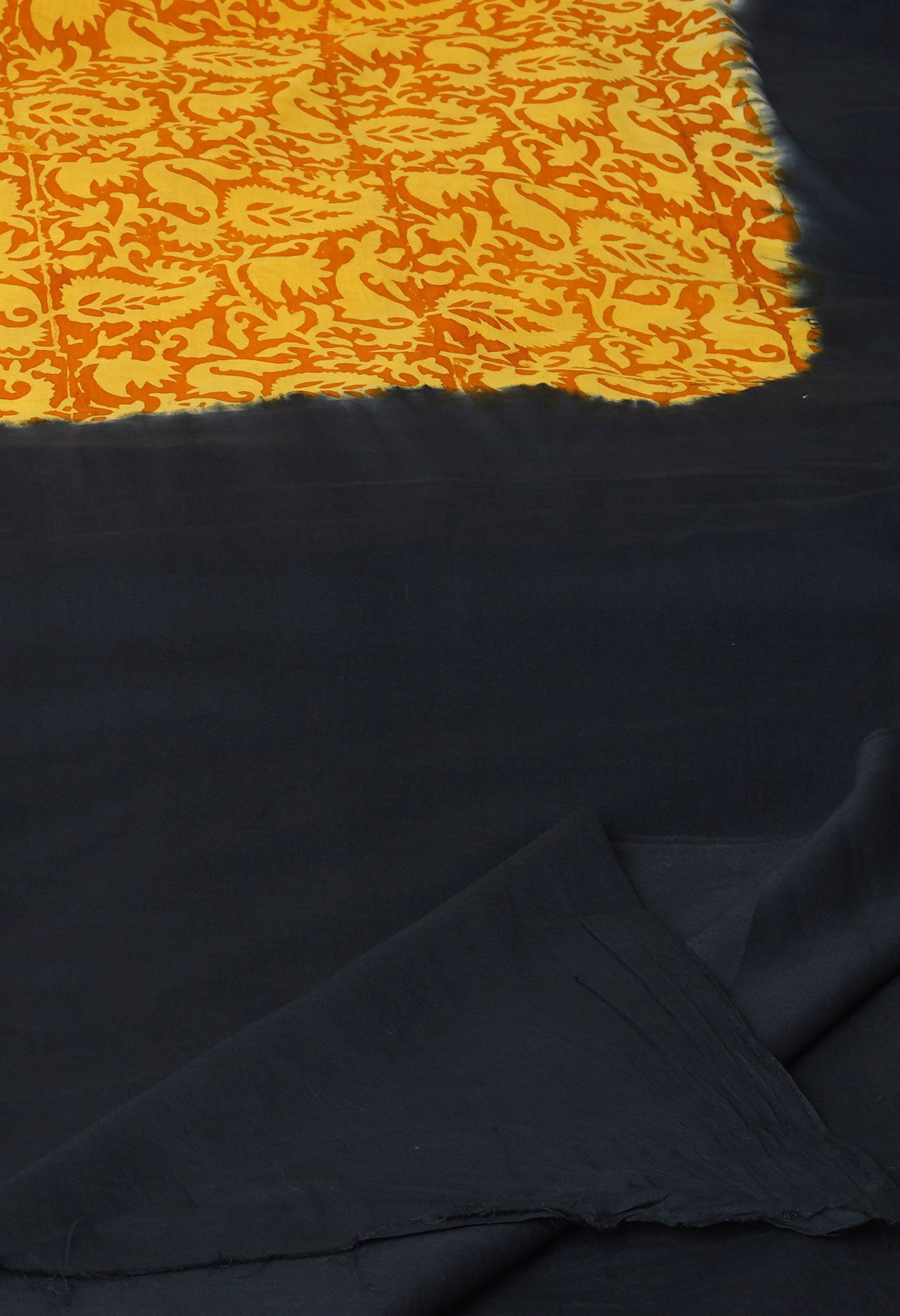 Yellow Pure Hand Block Printed Soft Cotton Saree