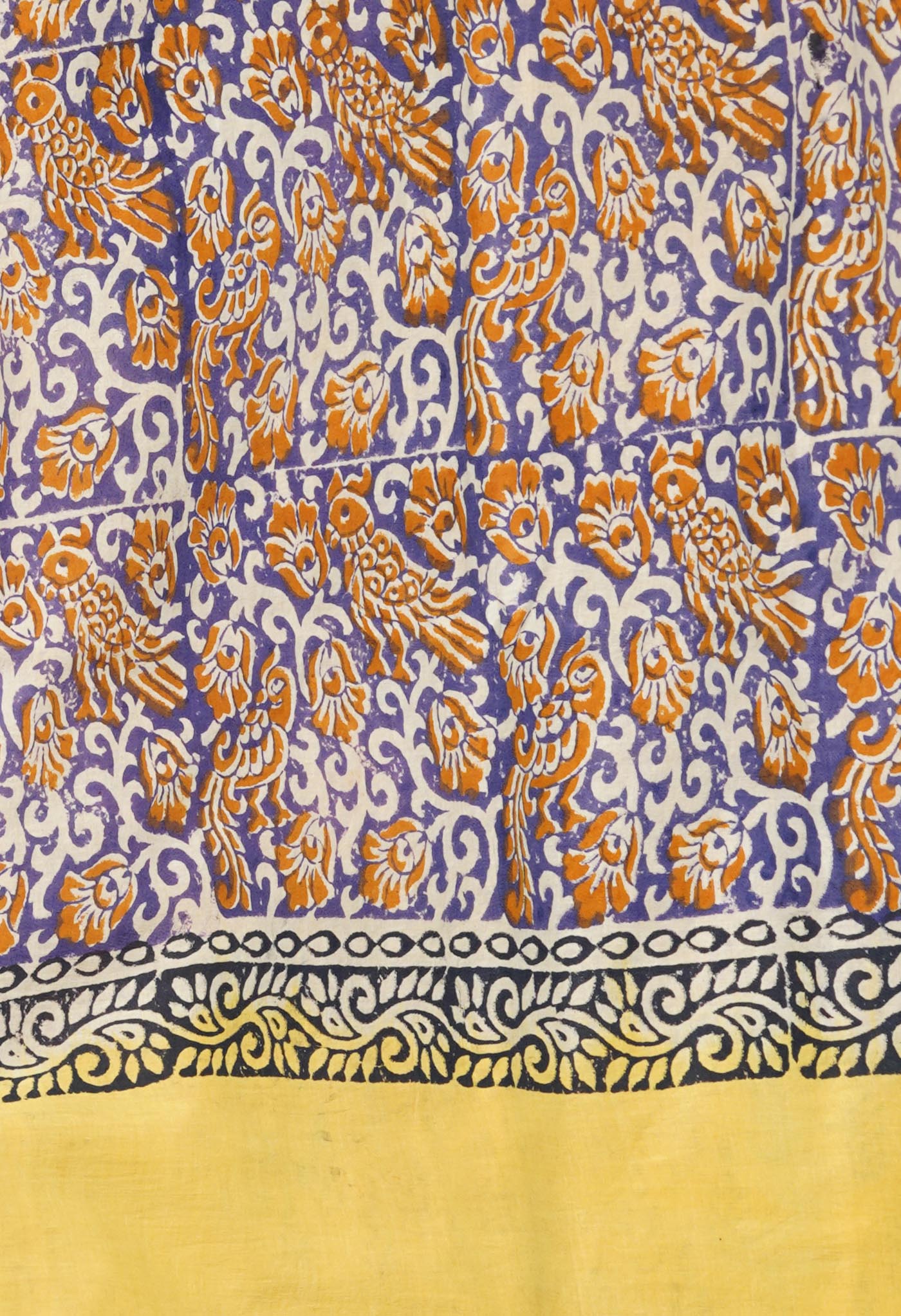 Yellow Pure Hand Block Printed Soft Cotton Saree