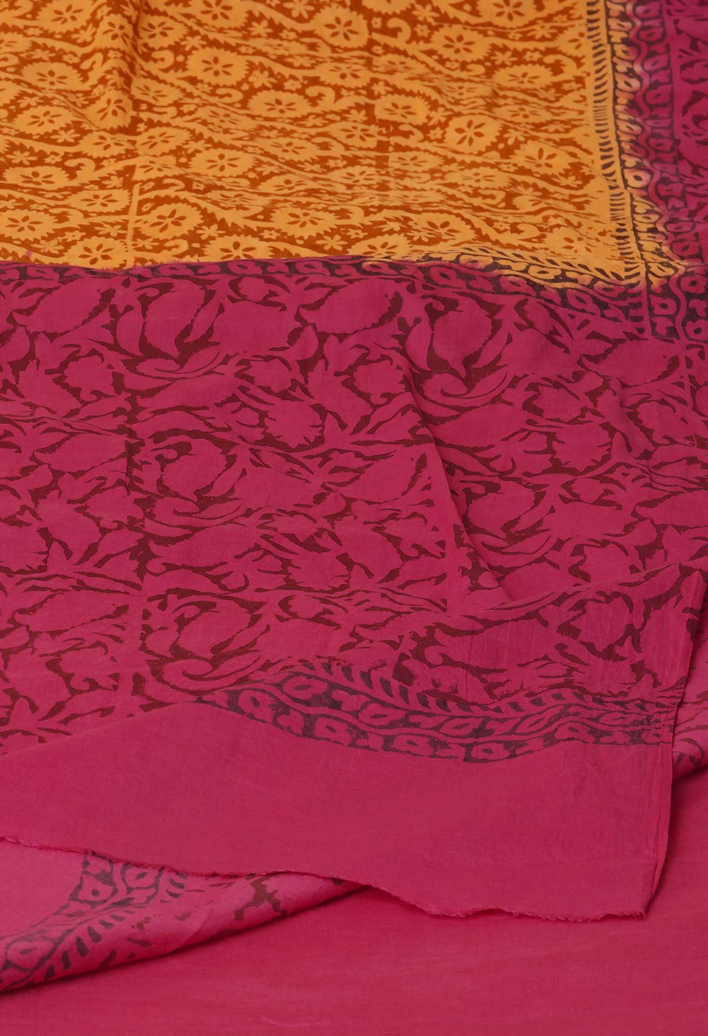 Cream Pure Hand Block Printed Soft Cotton Saree