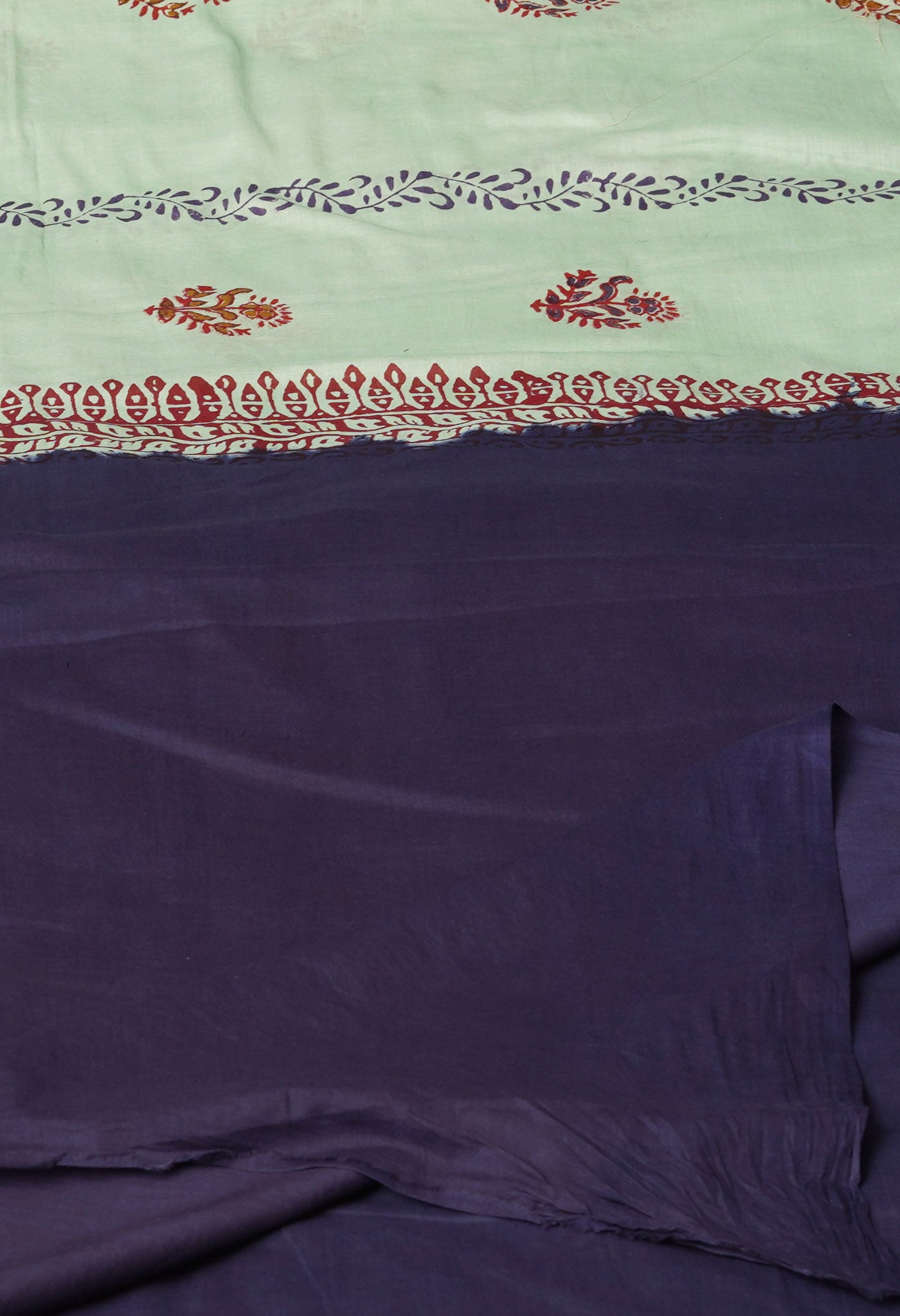 Green Pure Hand Block Printed Soft Cotton Saree