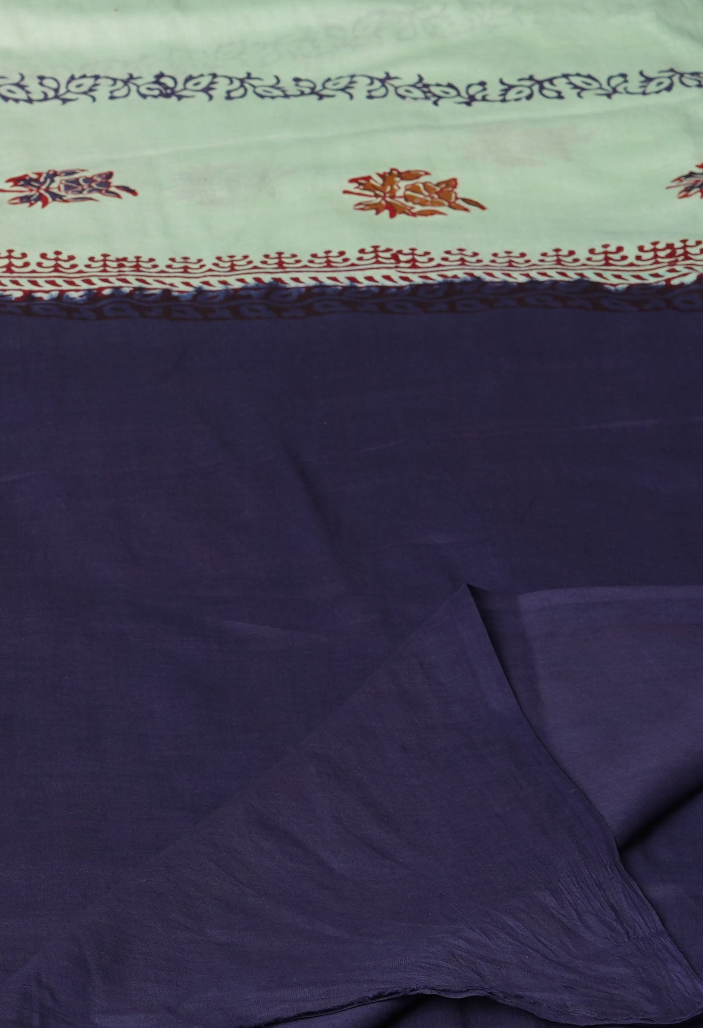 Green Pure Hand Block Printed Soft Cotton Saree