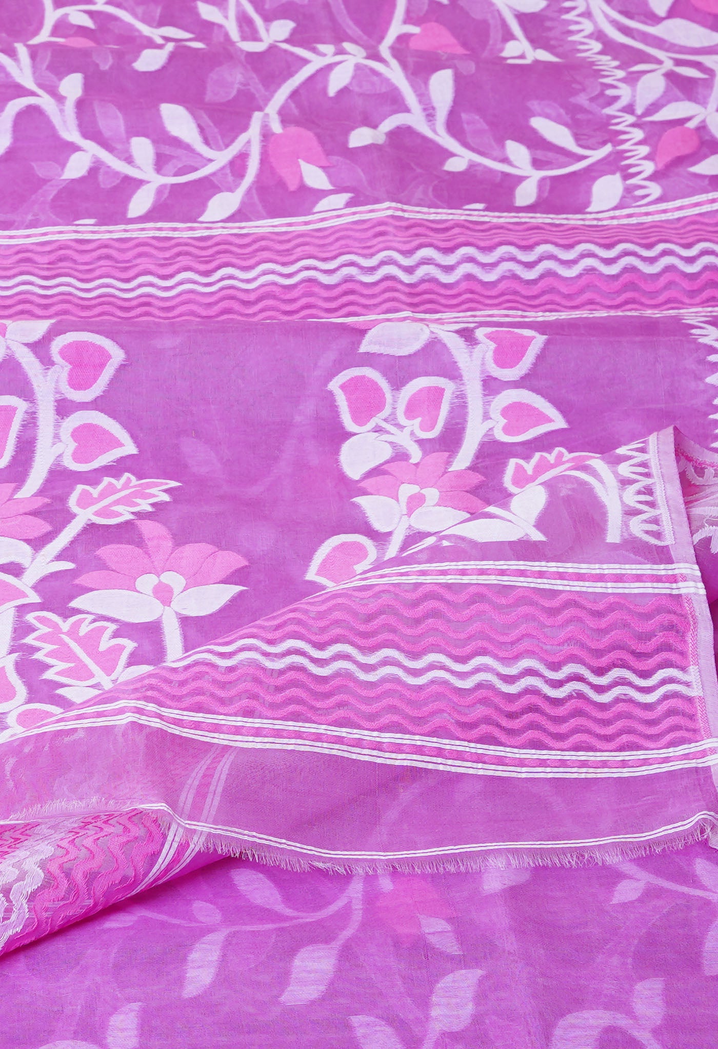 Purple Pure Handloom Dhakai Jamdhani Cotton Saree