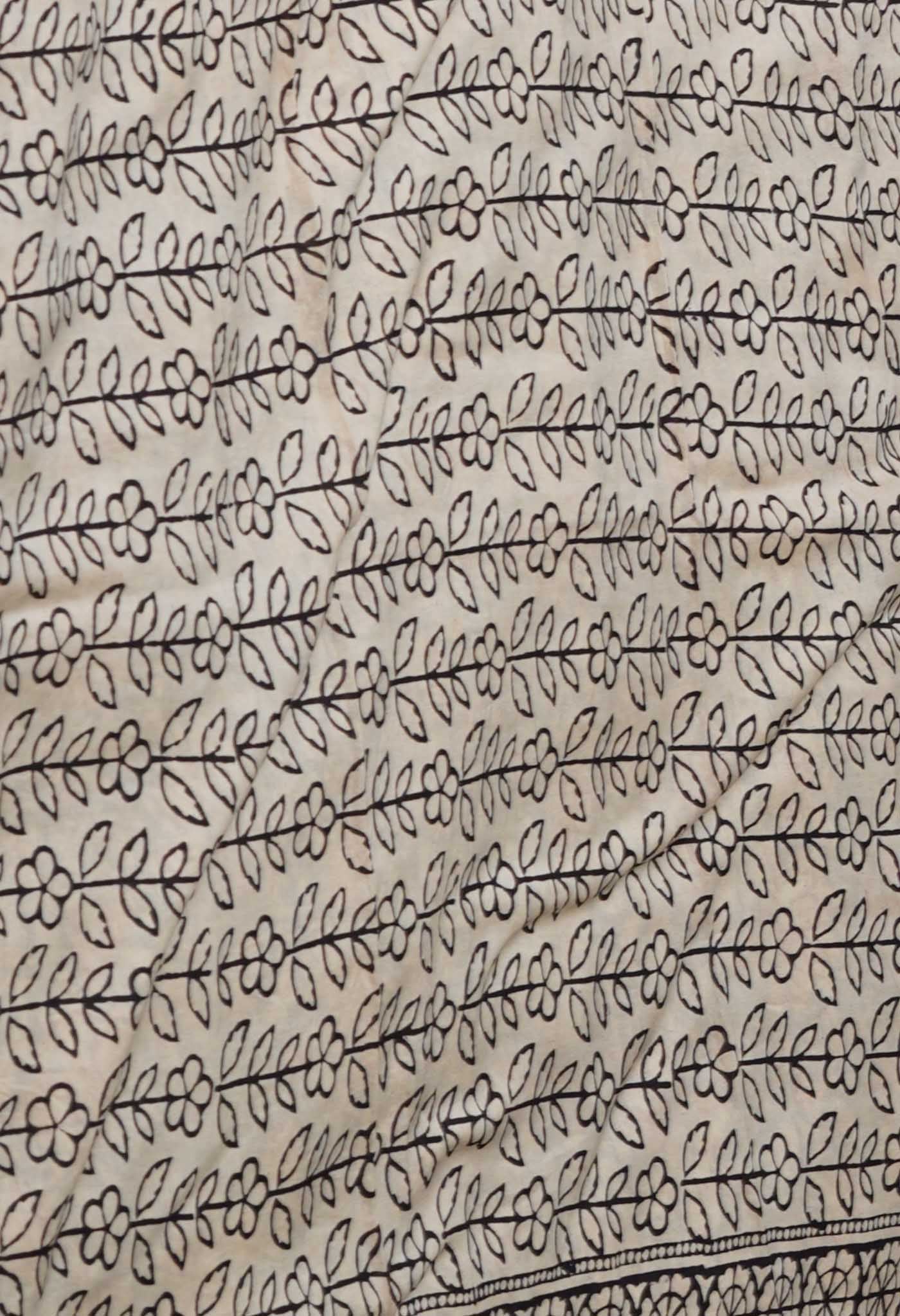 Blue Pure Bagru Kalamkari Printed Chanderi Sico Saree-UNM76676