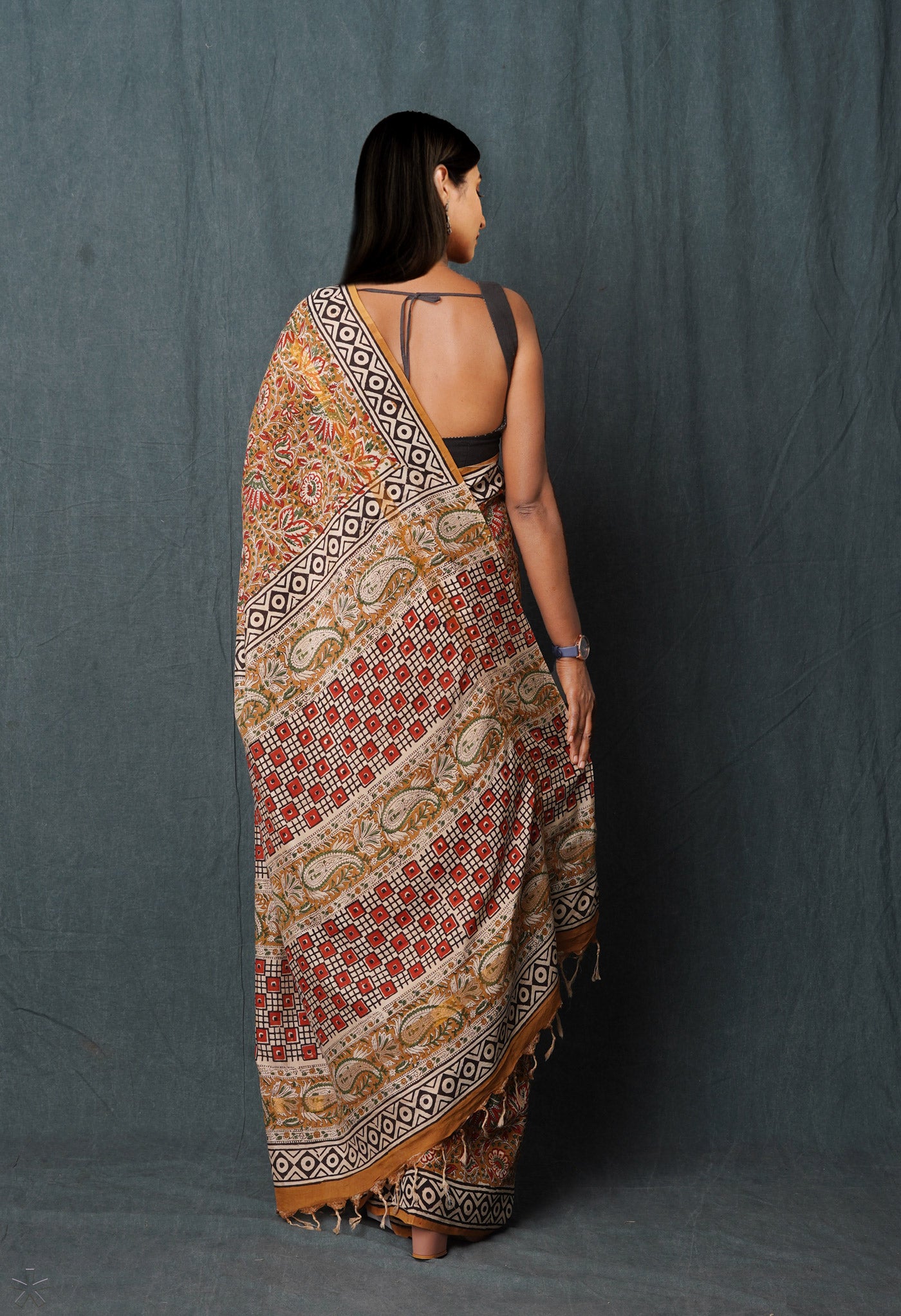 Brown Pure Bagru Printed Soft Silk Saree