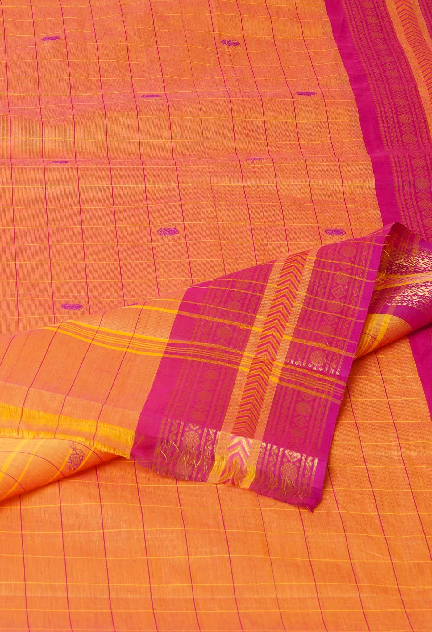 Mustard Yellow Pure Pavani Handcrafted Kanchi Cotton Saree