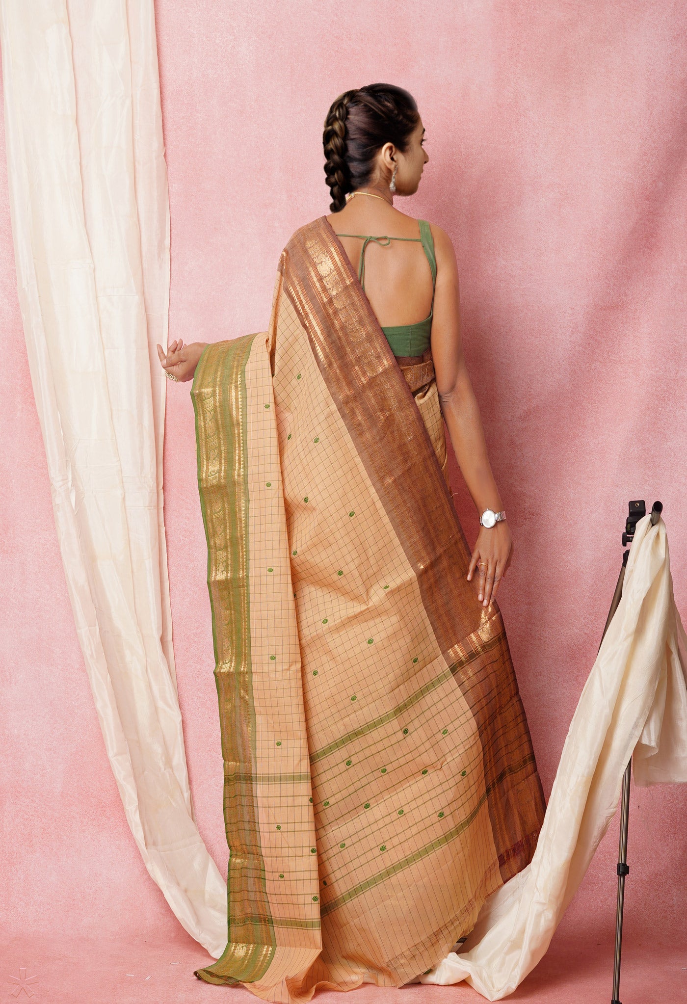 Cream Pure Pavani Handcrafted Kanchi Cotton Saree