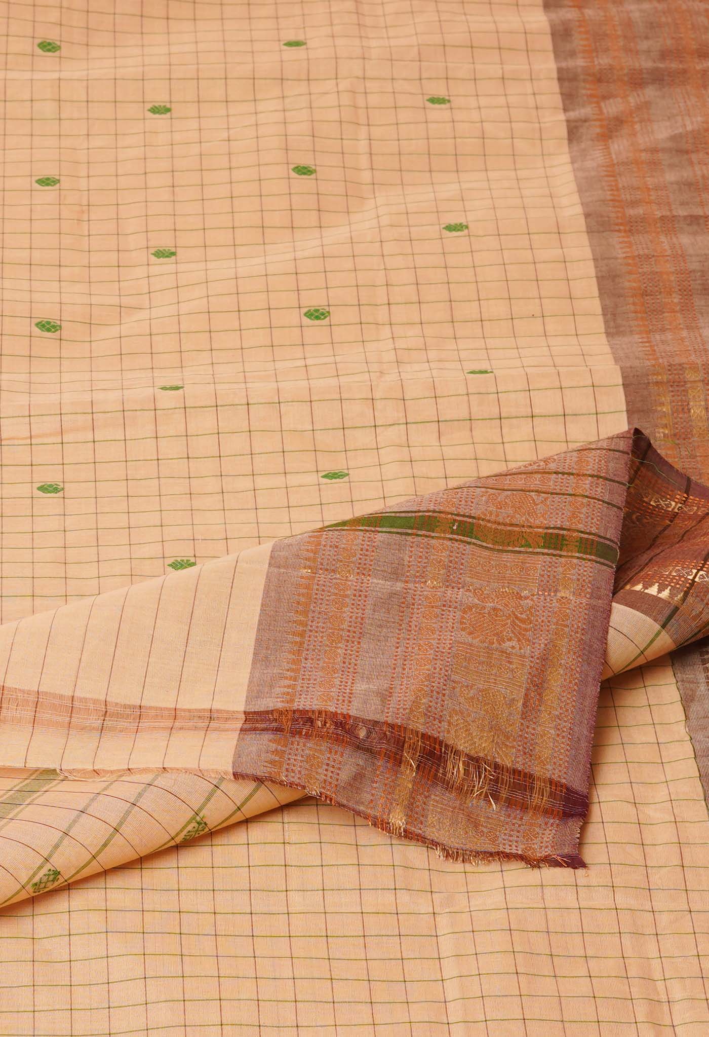 Cream Pure Pavani Handcrafted Kanchi Cotton Saree