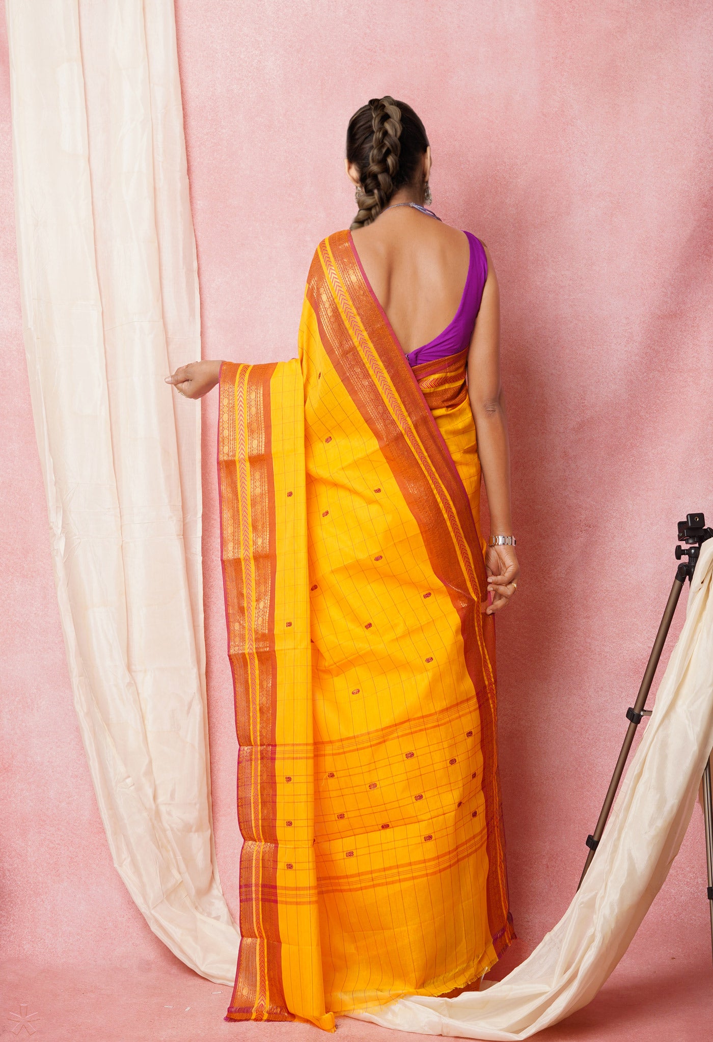 Yellow Pure Pavani Handcrafted Kanchi Cotton Saree