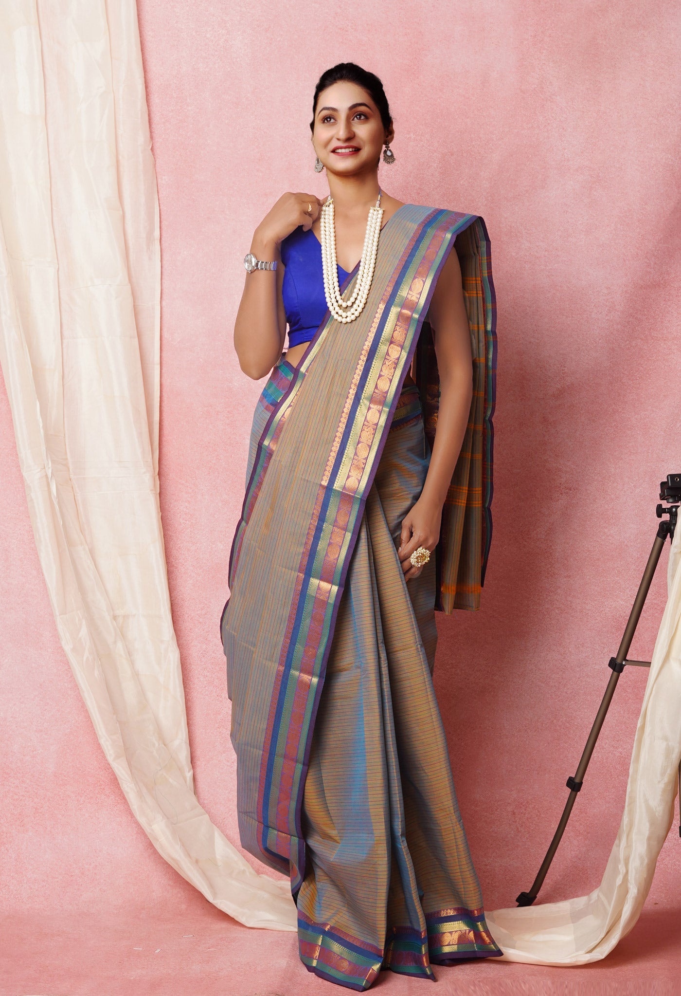 Multi Pure Pavani Handcrafted Kanchi Cotton Saree