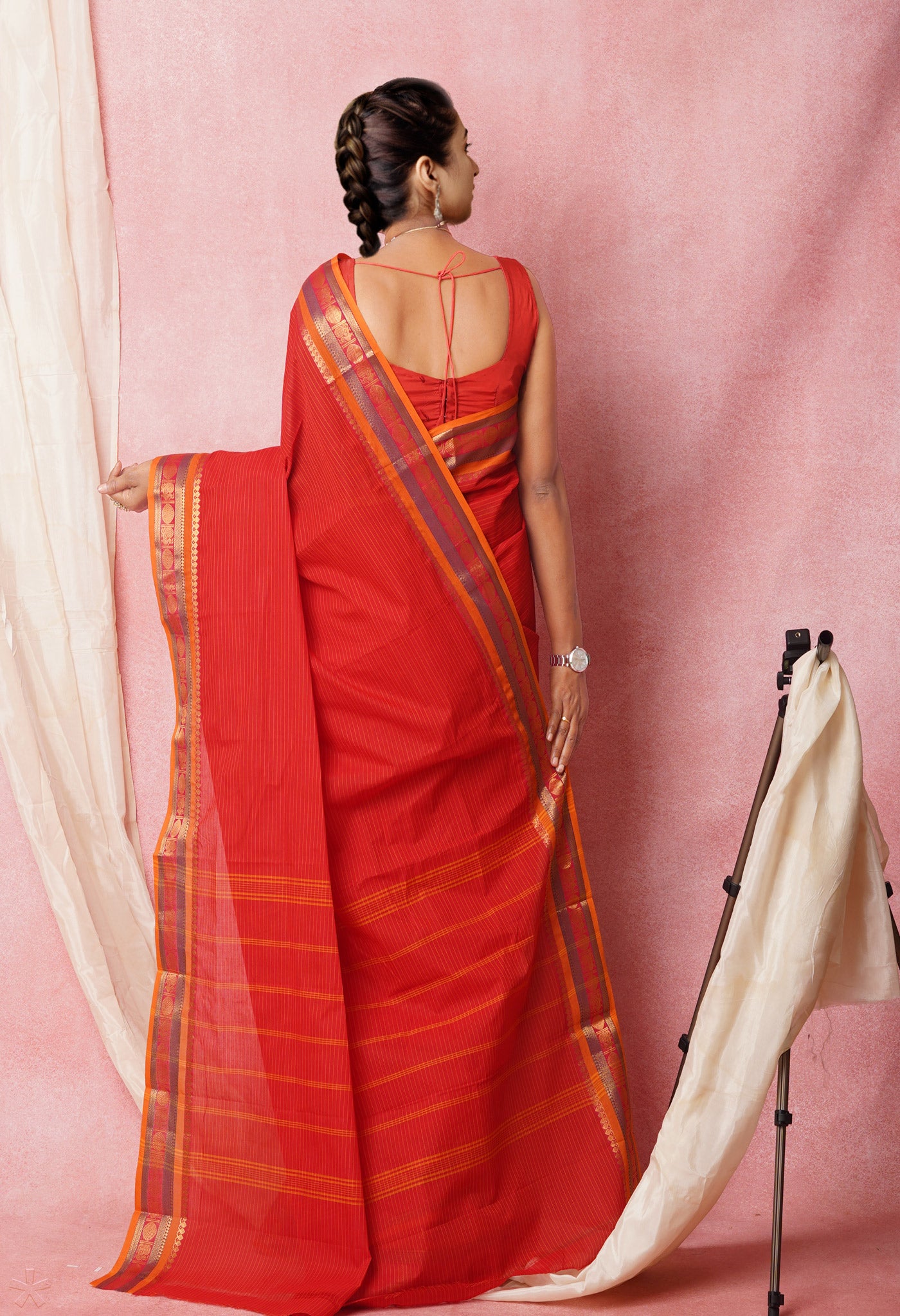 Red Pure Pavani Handcrafted Kanchi Cotton Saree