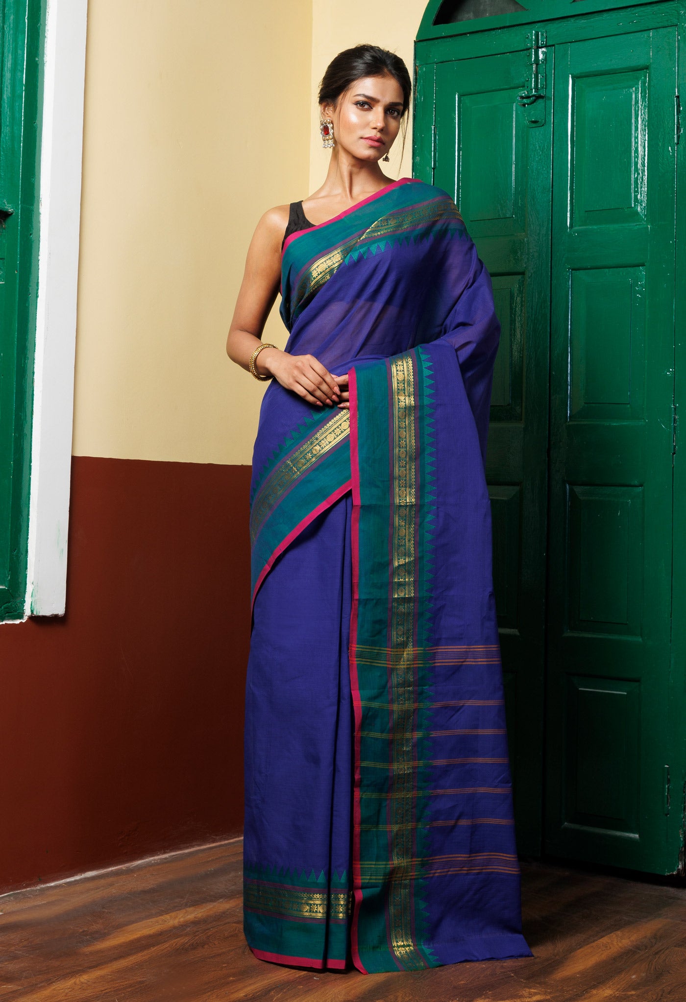 Blue Pure Pavani Handcrafted Kanchi Cotton Saree