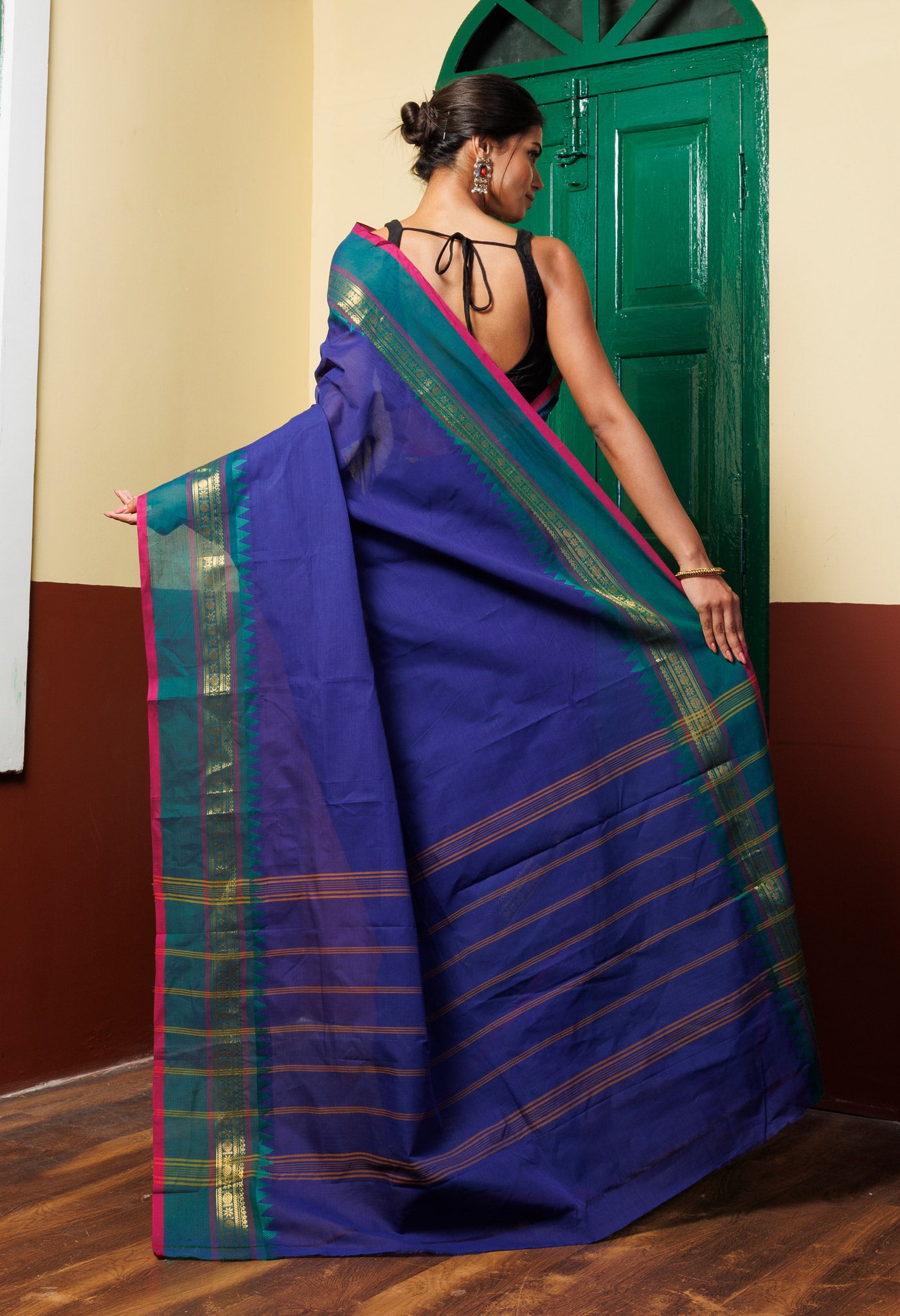 Blue Pure Pavani Handcrafted Kanchi Cotton Saree-UNM76743