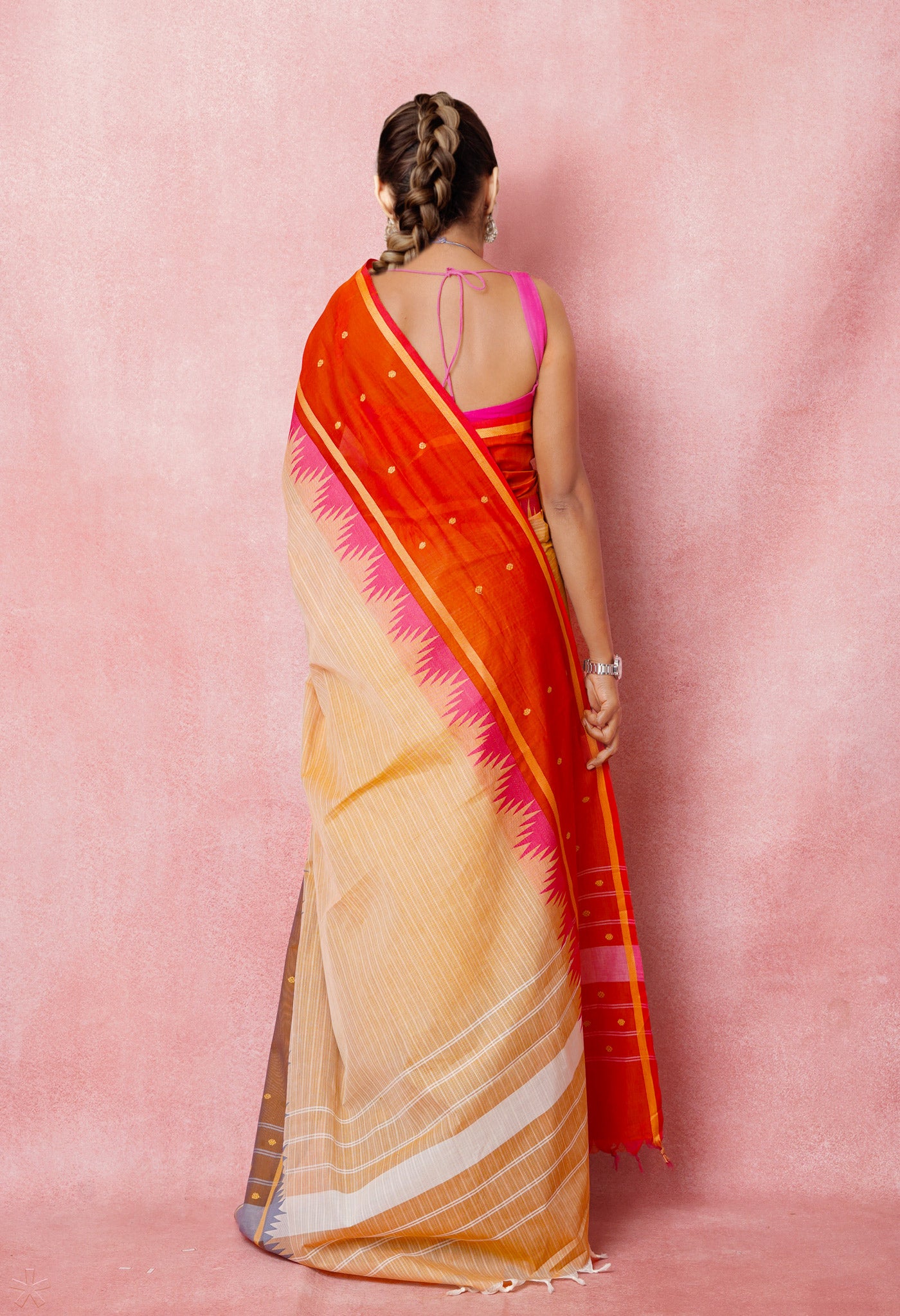 Cream Pure Pavani Handcrafted Kanchi Cotton Saree