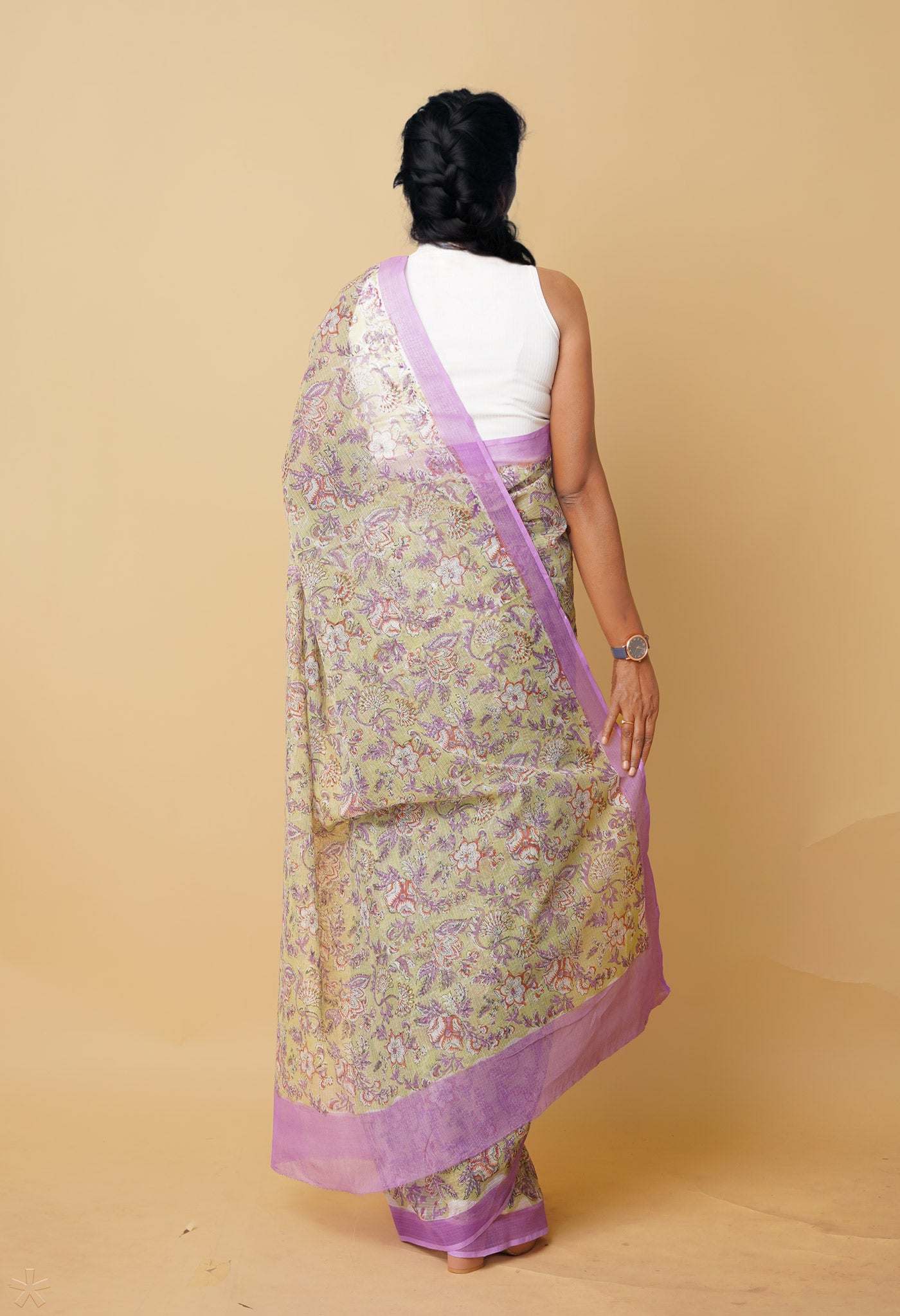 Green Pure Hand Block Printed Kota Saree